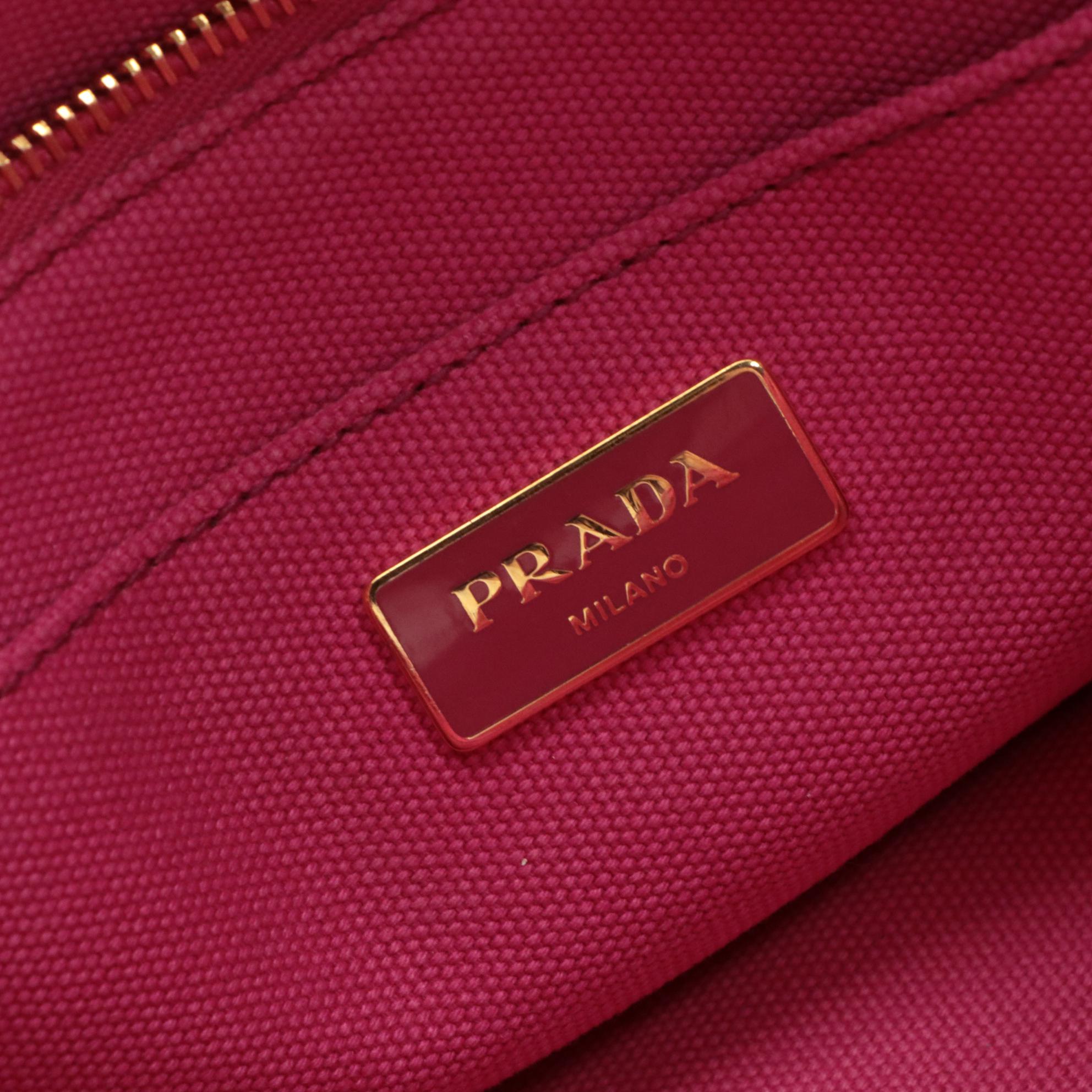 Prada Canapa Logo Hot Pink Canvas Top Handle Tote Bag