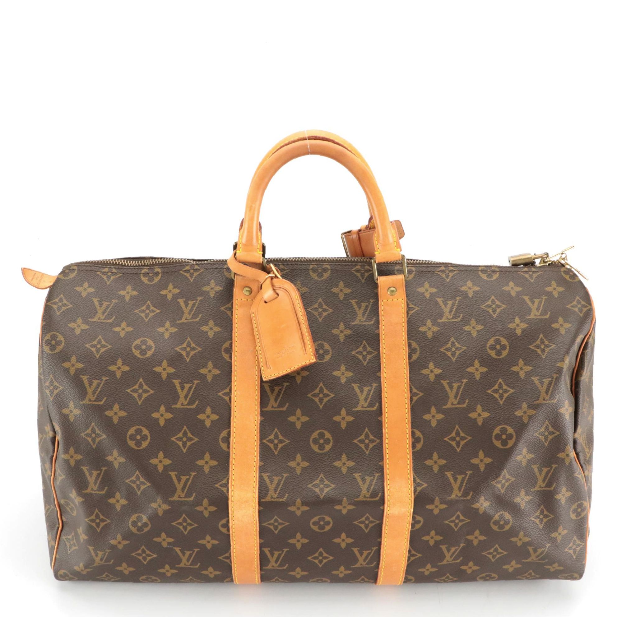 Louis Vuitton Keepall 50 Boston Bag in Brown Monogram Canvas and Leather