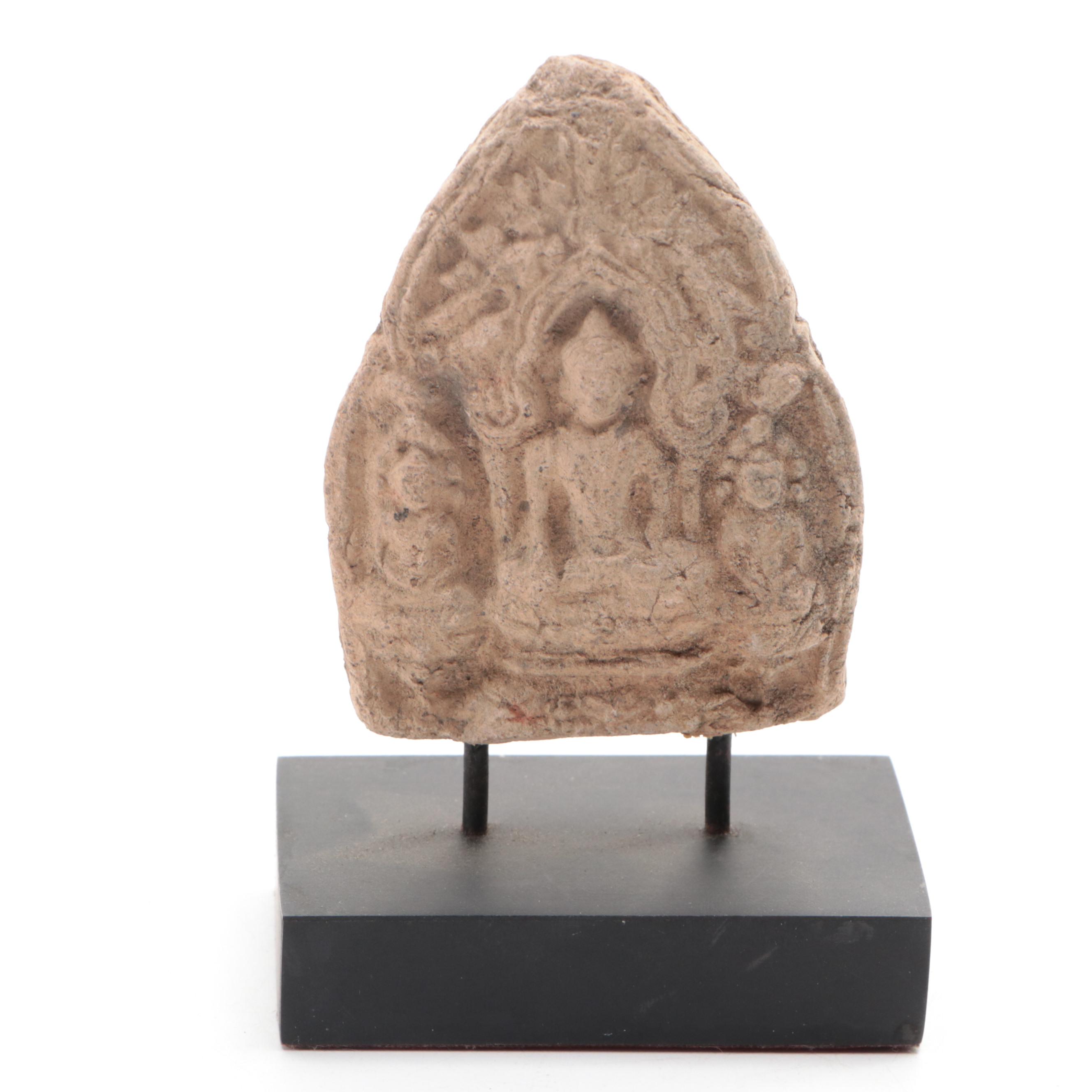 Carved Clay Buddhist Tsatsa Tablet and Votive Offering Tablet