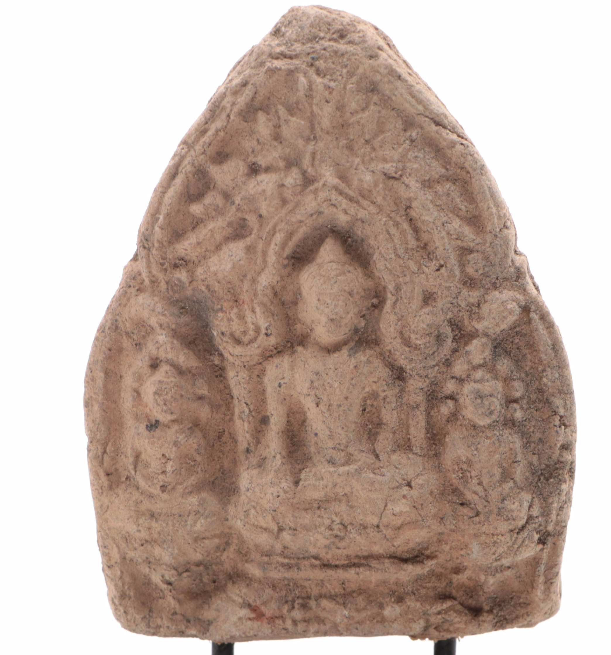 Carved Clay Buddhist Tsatsa Tablet and Votive Offering Tablet