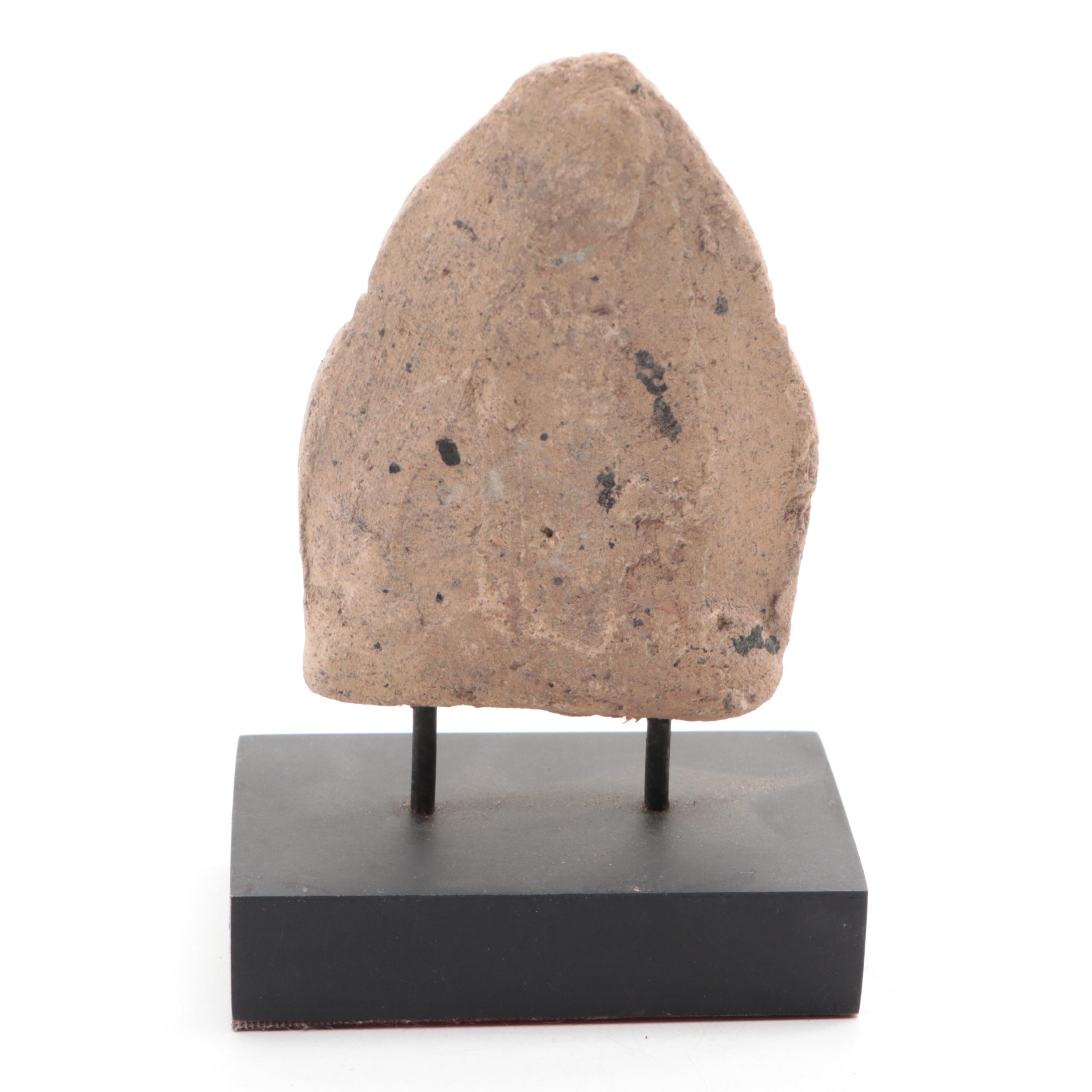 Carved Clay Buddhist Tsatsa Tablet and Votive Offering Tablet