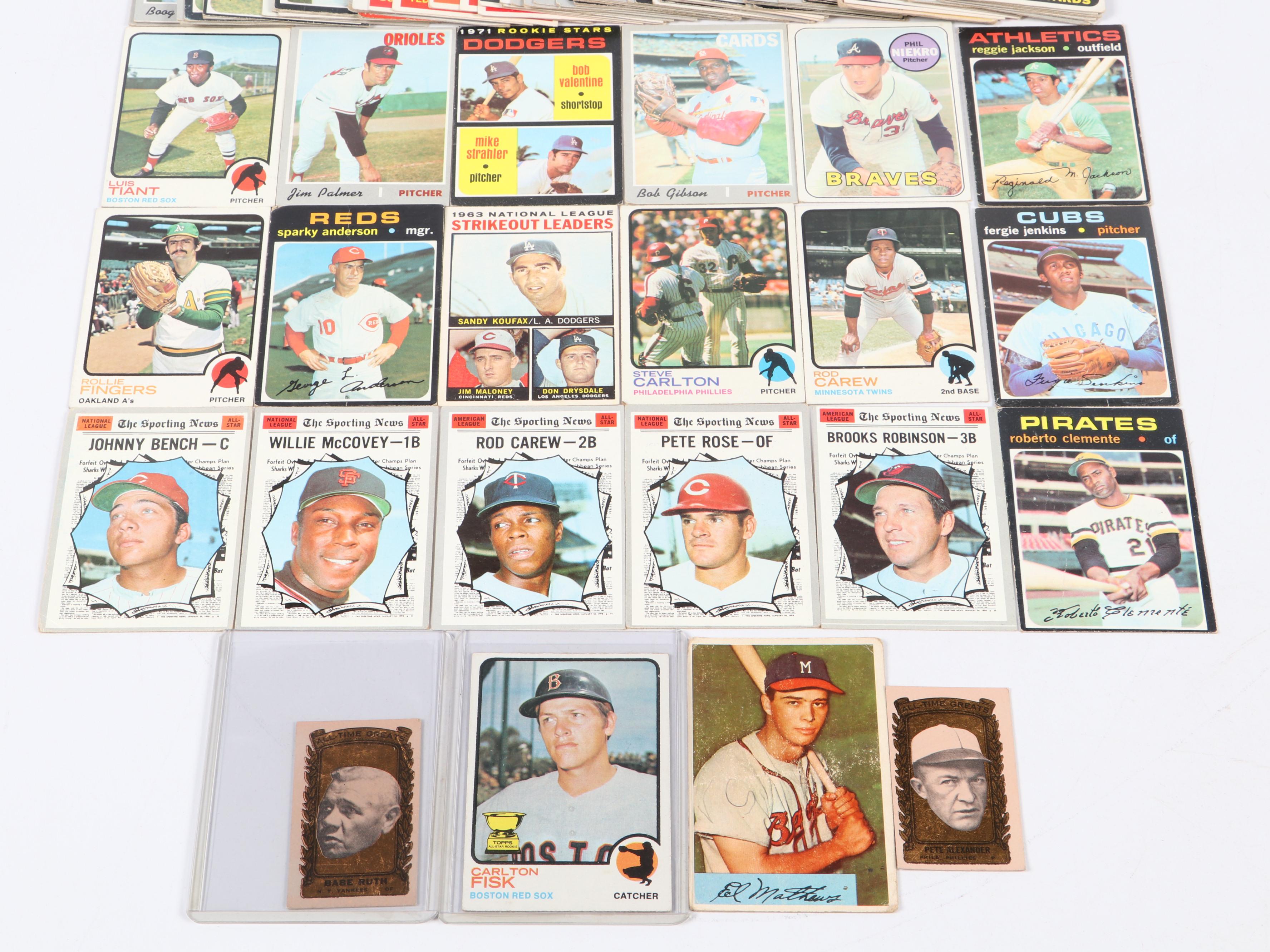 Topps Baseball Cards Featuring Babe Ruth and More, 1960s–1970s