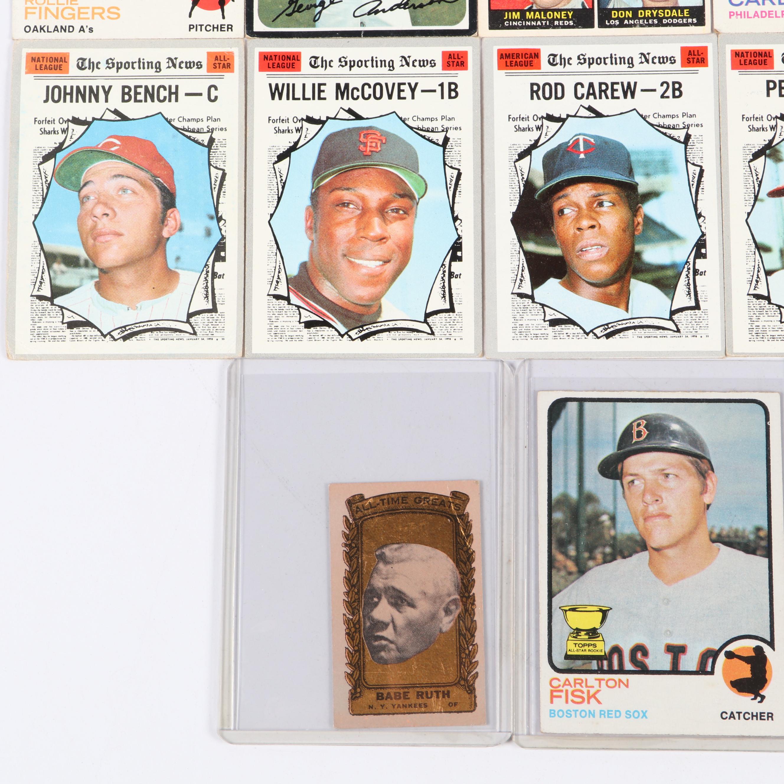 Topps Baseball Cards Featuring Babe Ruth and More, 1960s–1970s