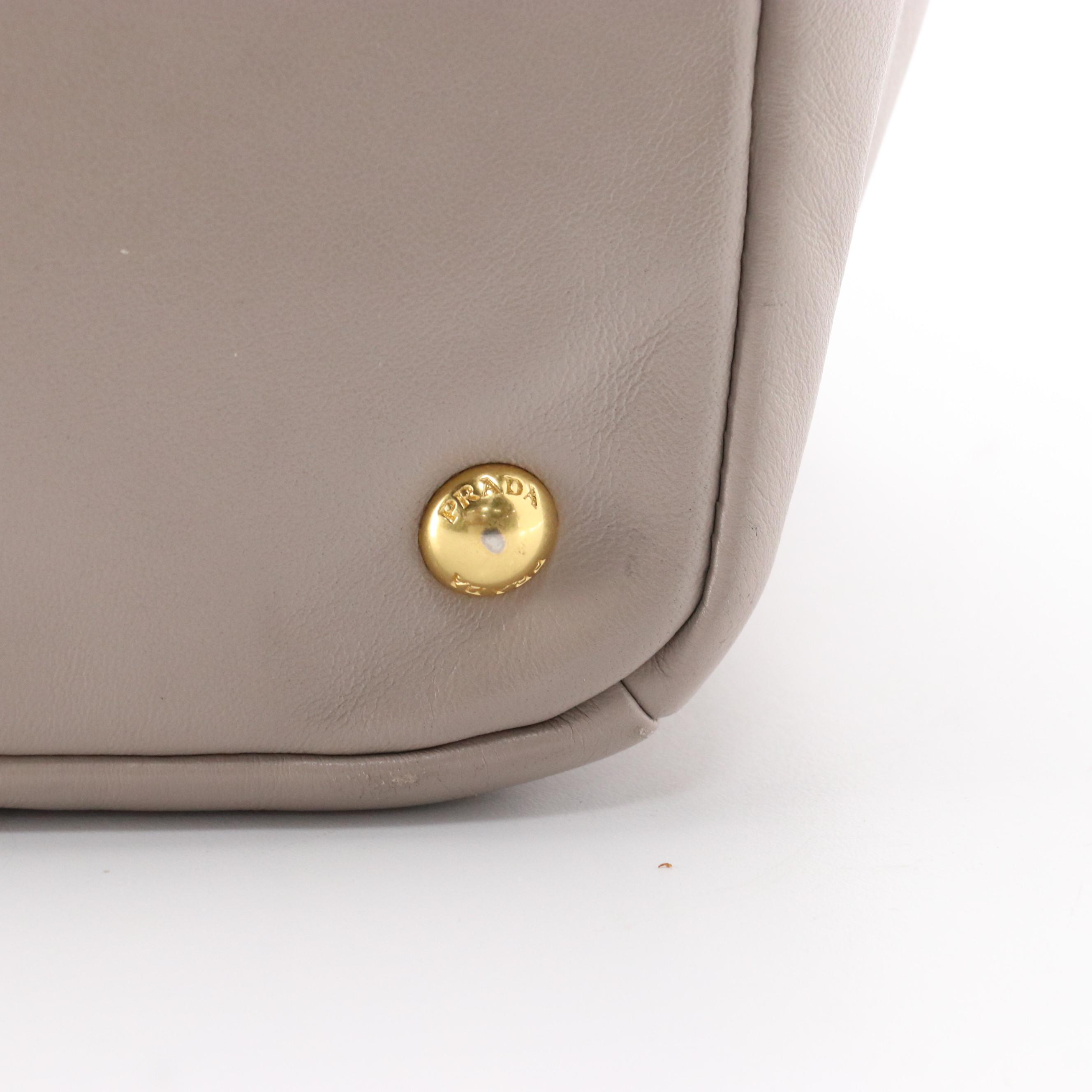 Prada Taupe Beige Leather Two-Way Tote Bag