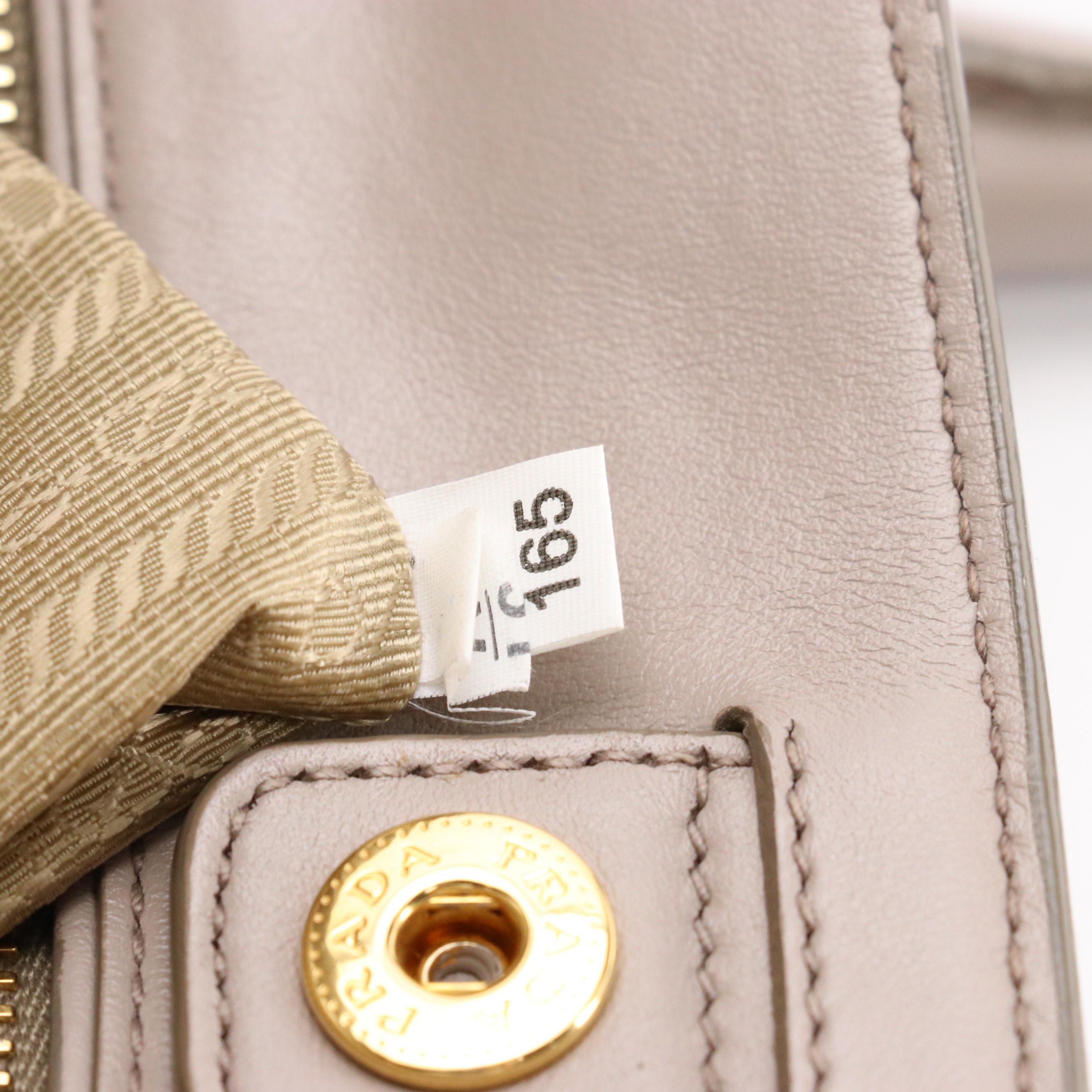 Prada Taupe Beige Leather Two-Way Tote Bag