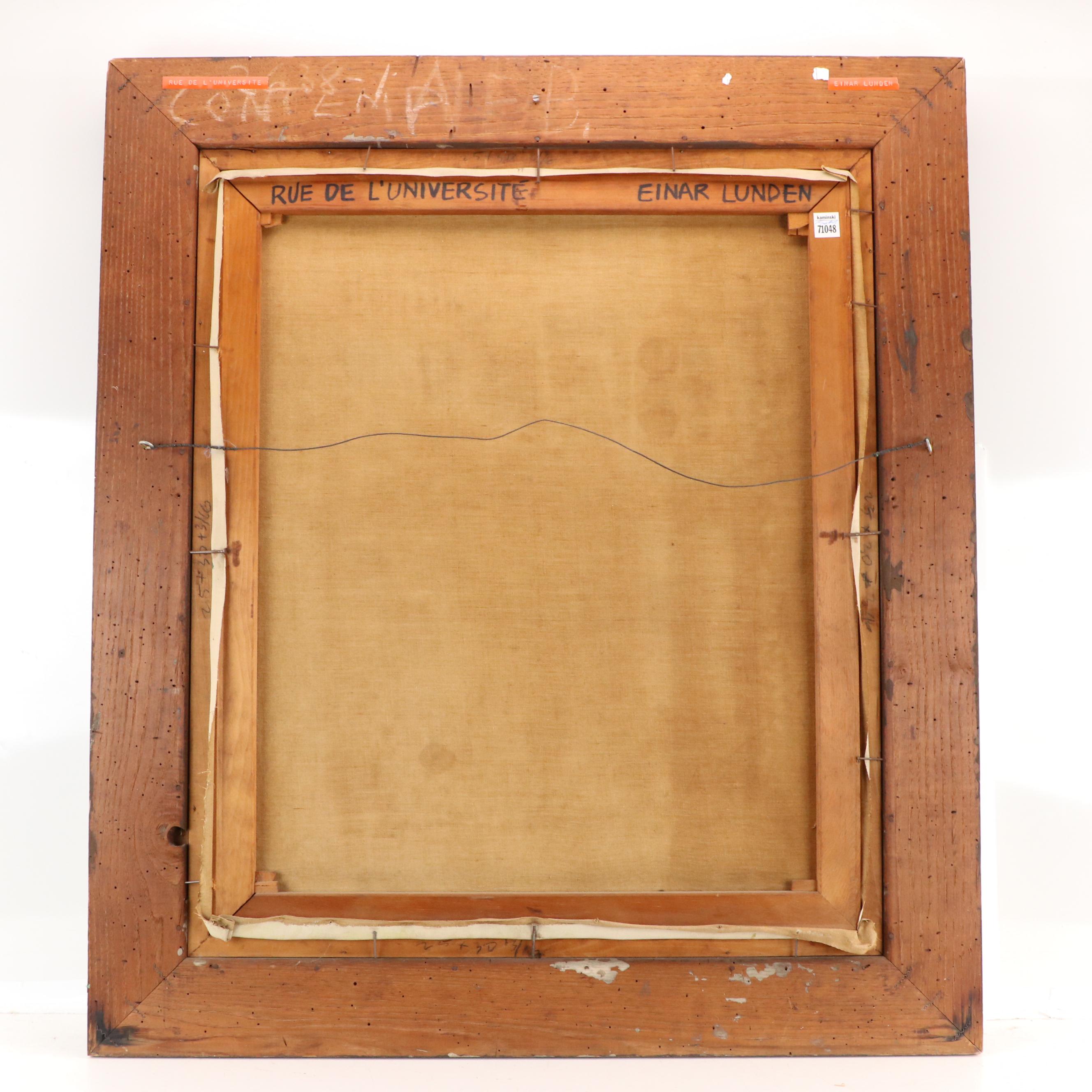 Einar Lunden Oil Painting "Rue De L'Université," 1954