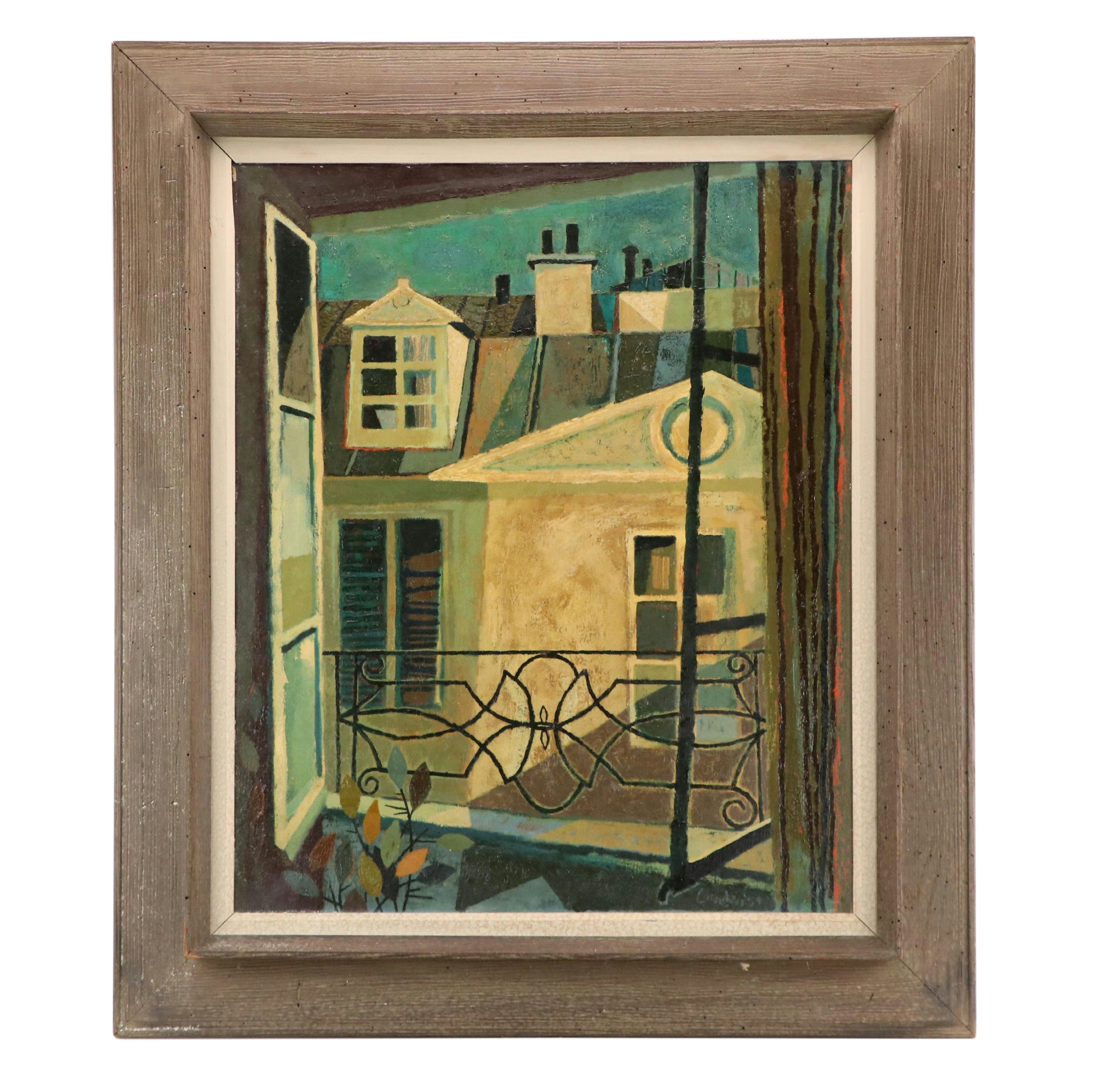 Einar Lunden Oil Painting "Rue De L'Université," 1954