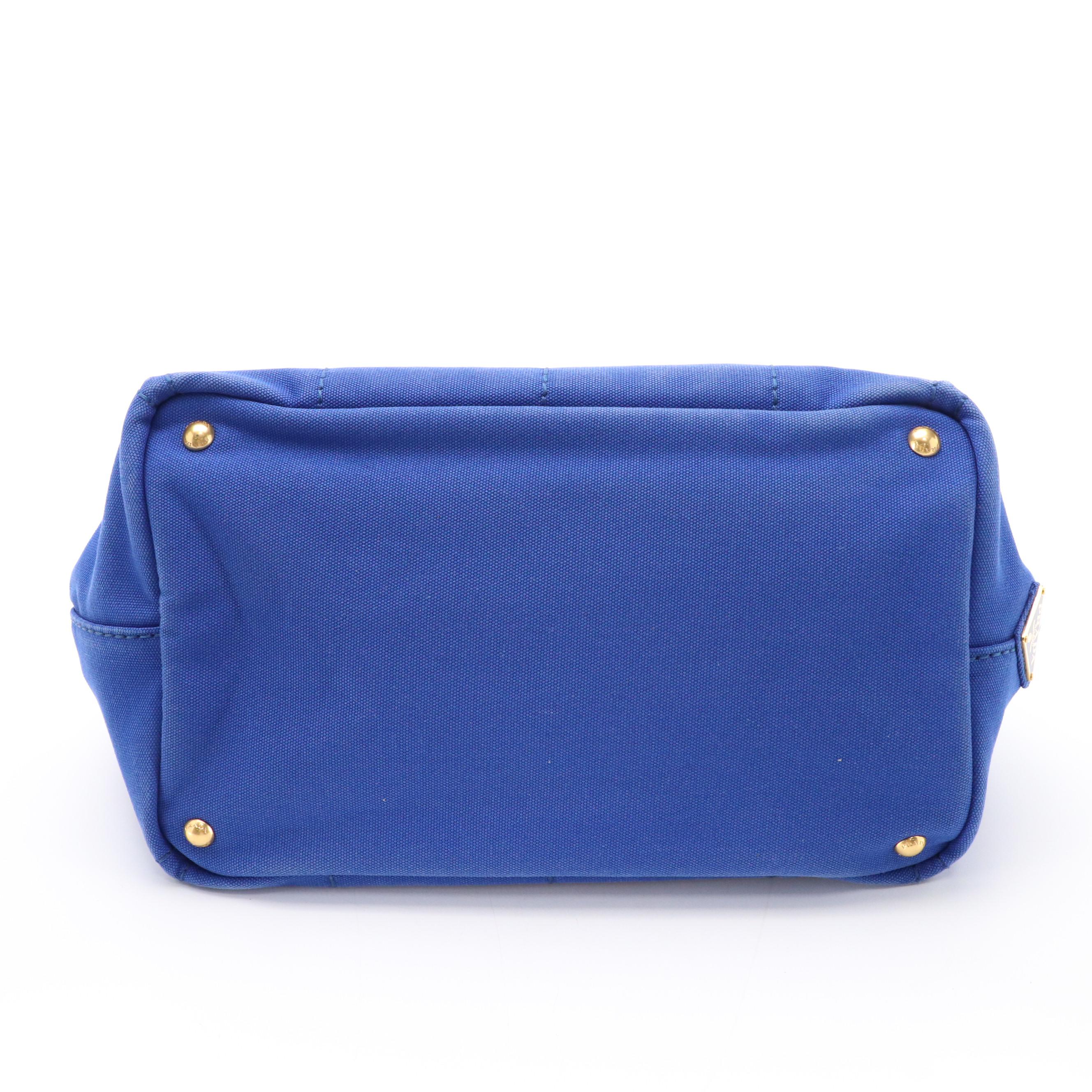 Prada Canapa Logo Top Handle Tote in Cobalt Blue Canvas