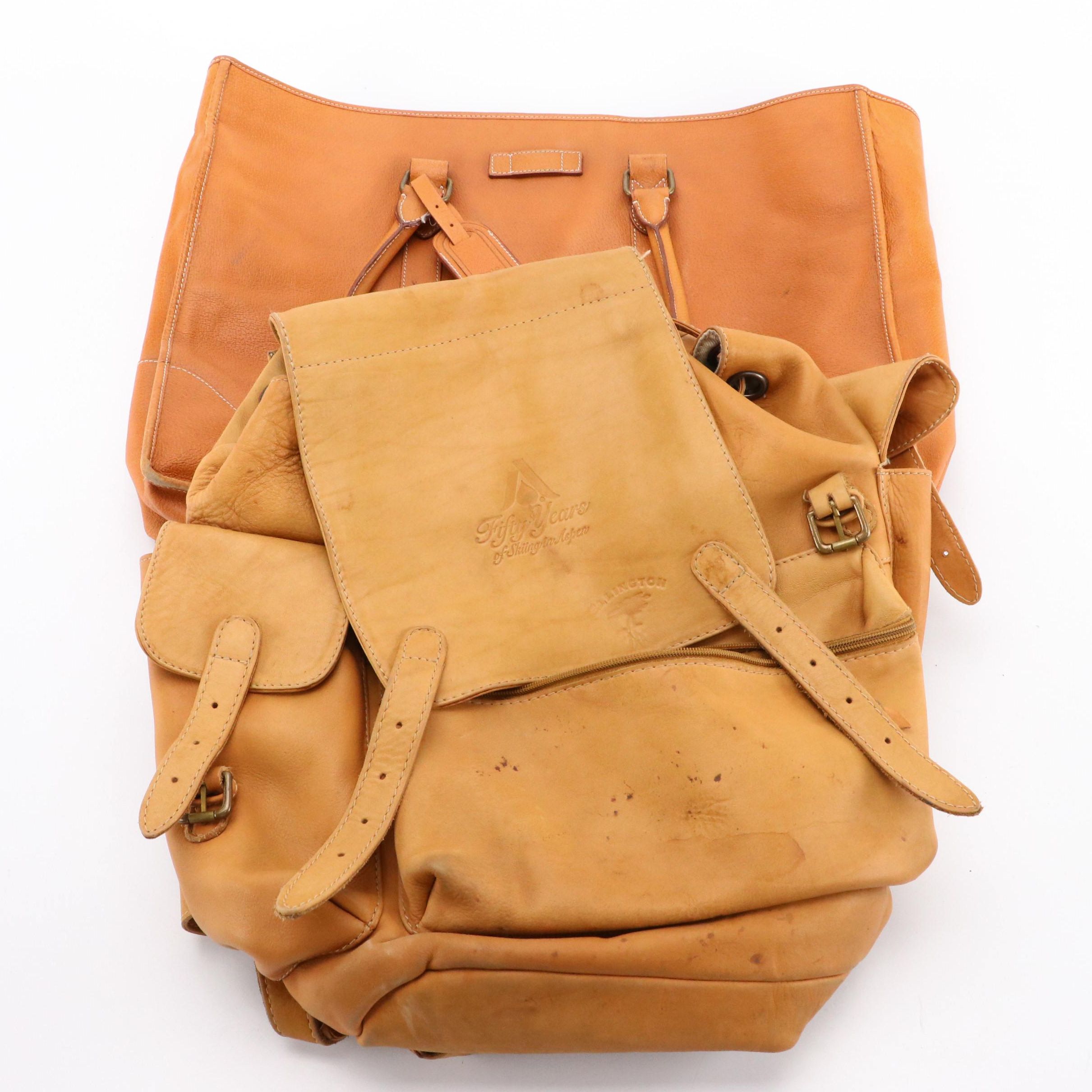 Ralph Lauren Caramel Leather Tote Bag with Ellington Tan Leather Backpack