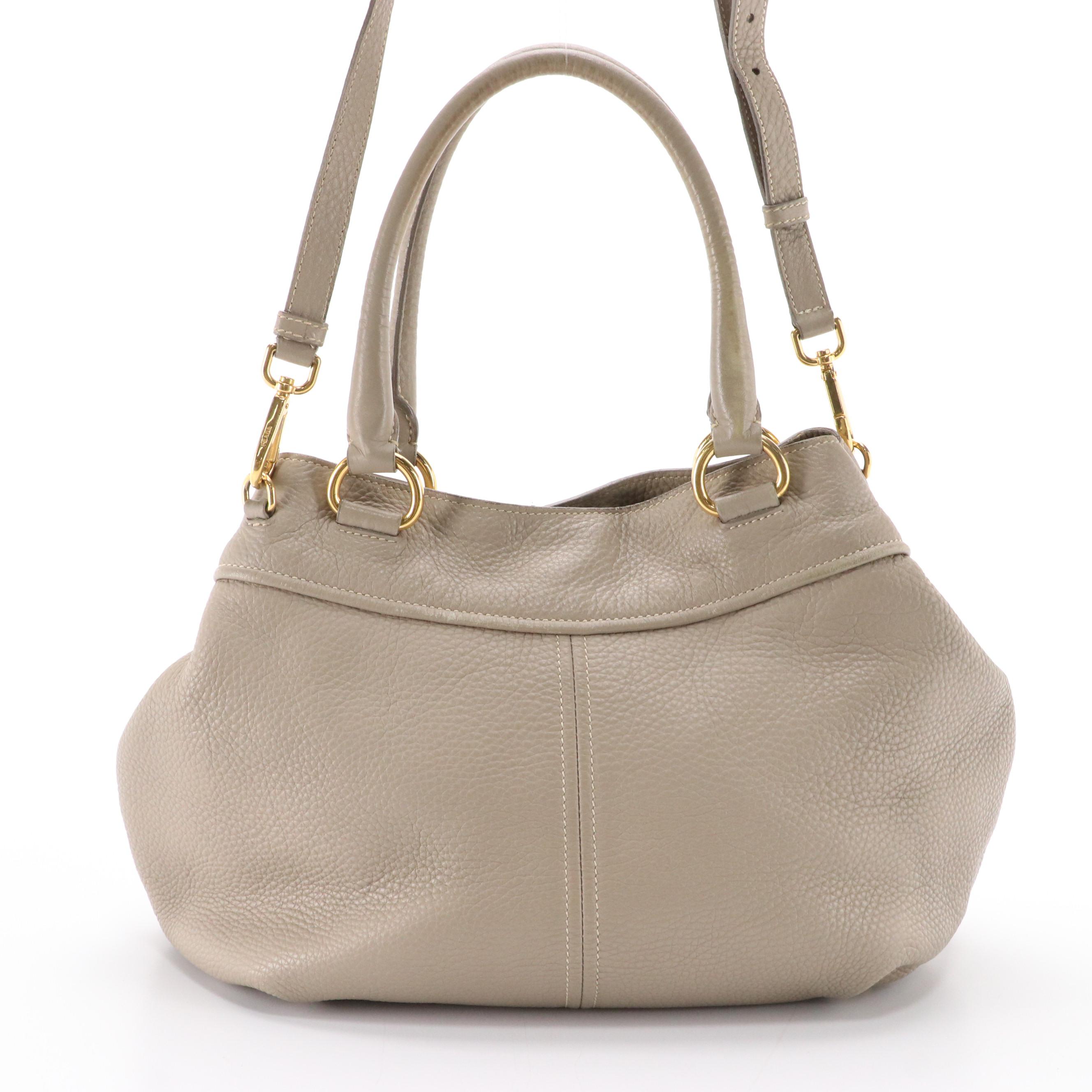 Prada Taupe Pebble Grained Leather Two-Way Bag