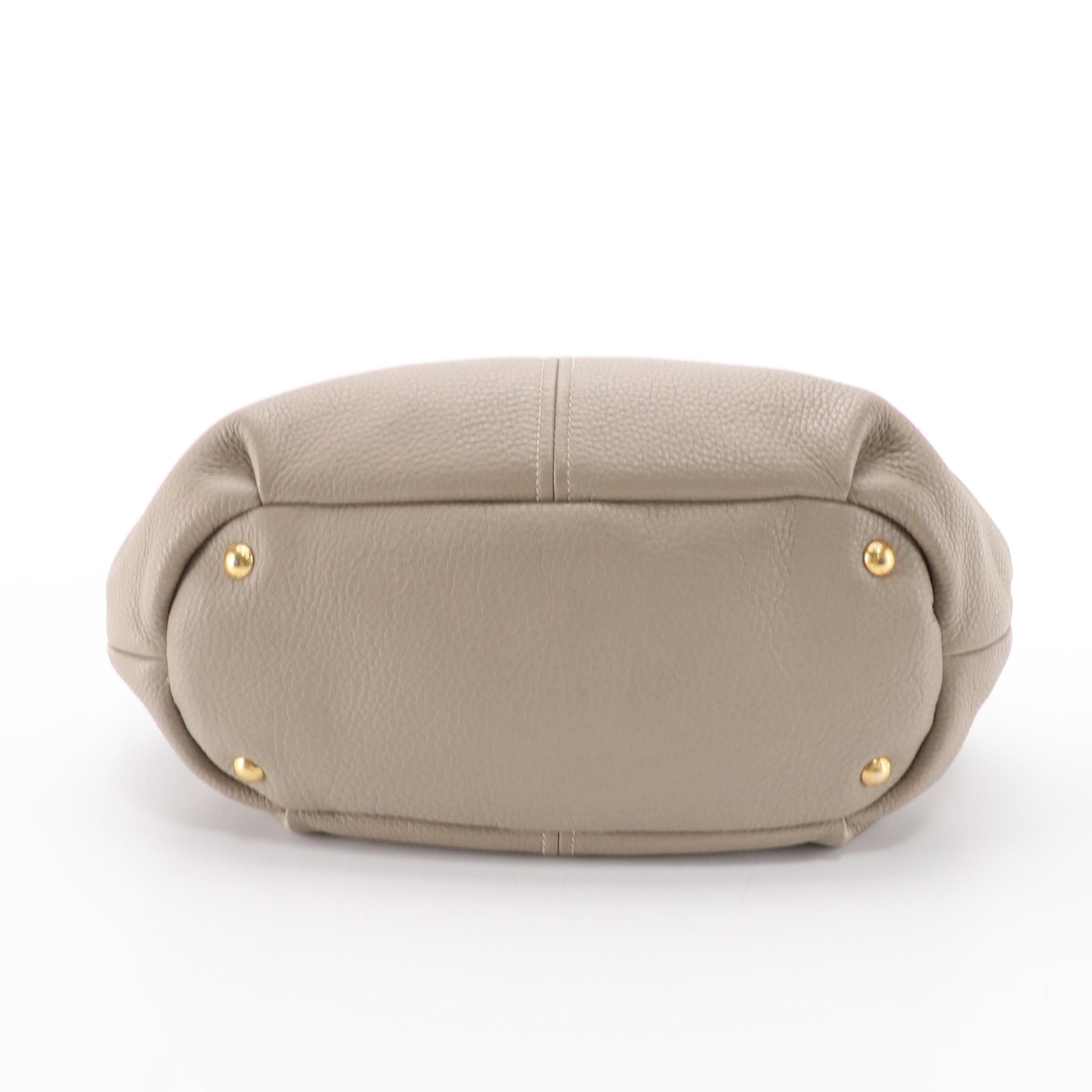 Prada Taupe Pebble Grained Leather Two-Way Bag