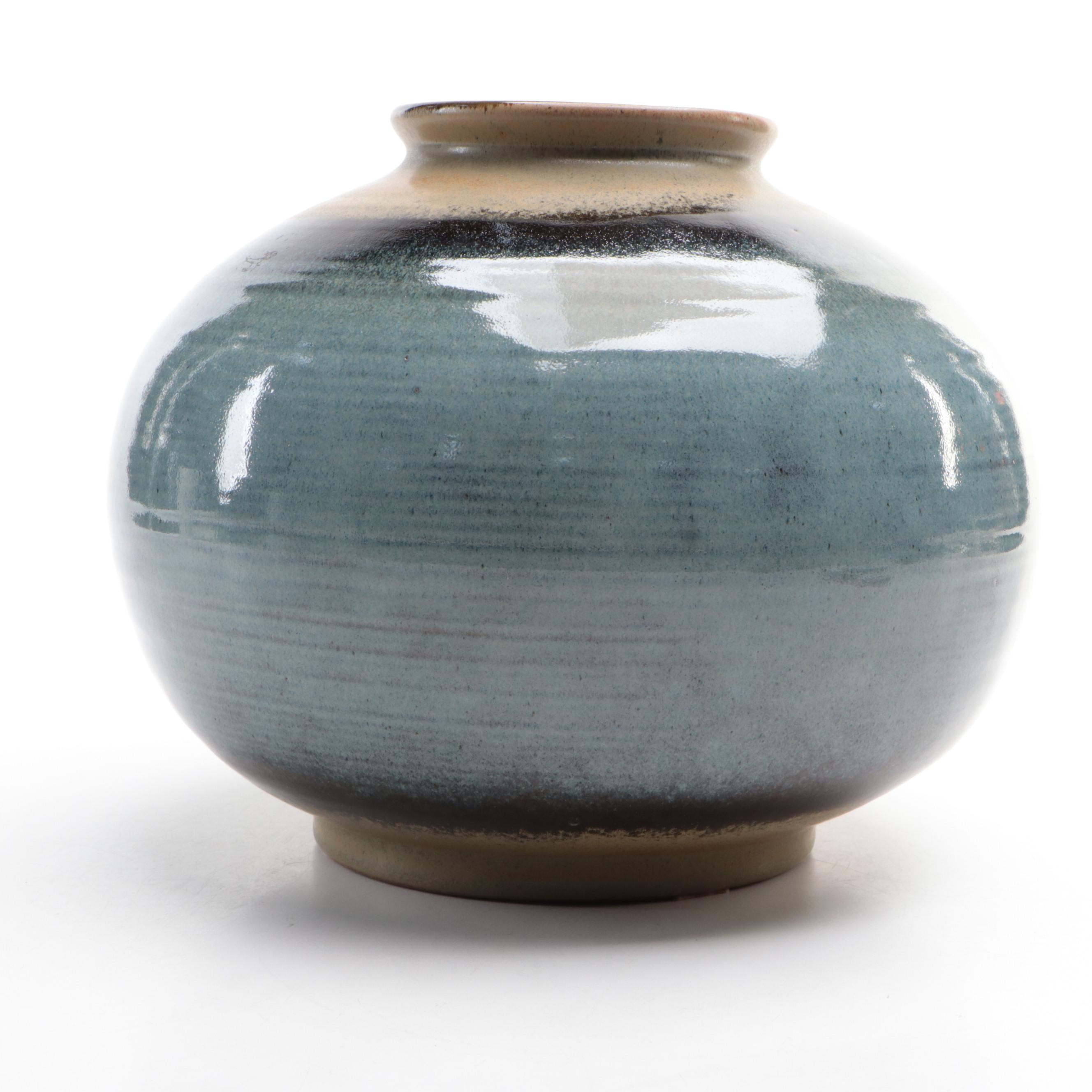 Wheel-Thrown Glazed Earthenware Flower Pot