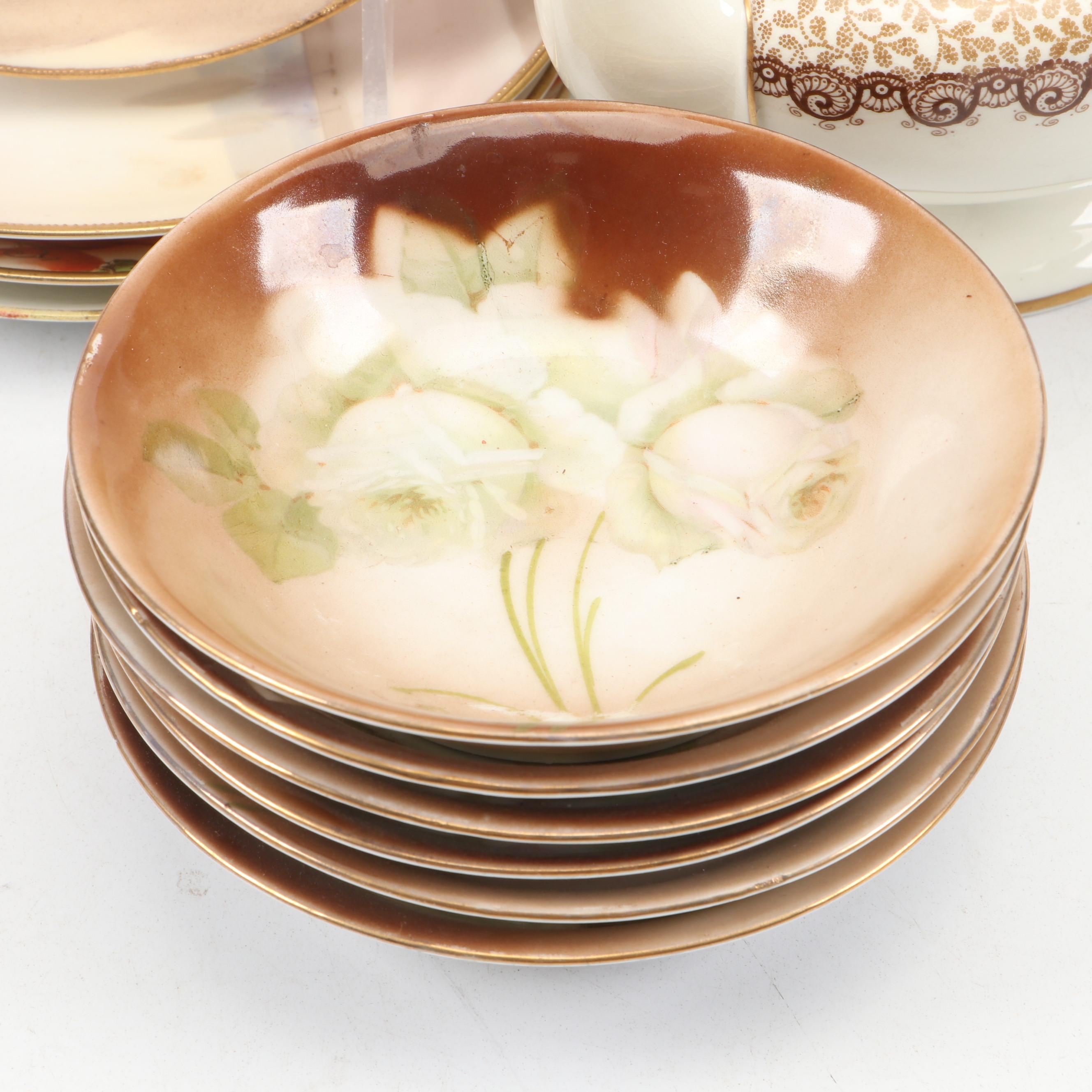 Morimura Brothers Porcelain Plates with Johnson Bros Ceramic Plate and More