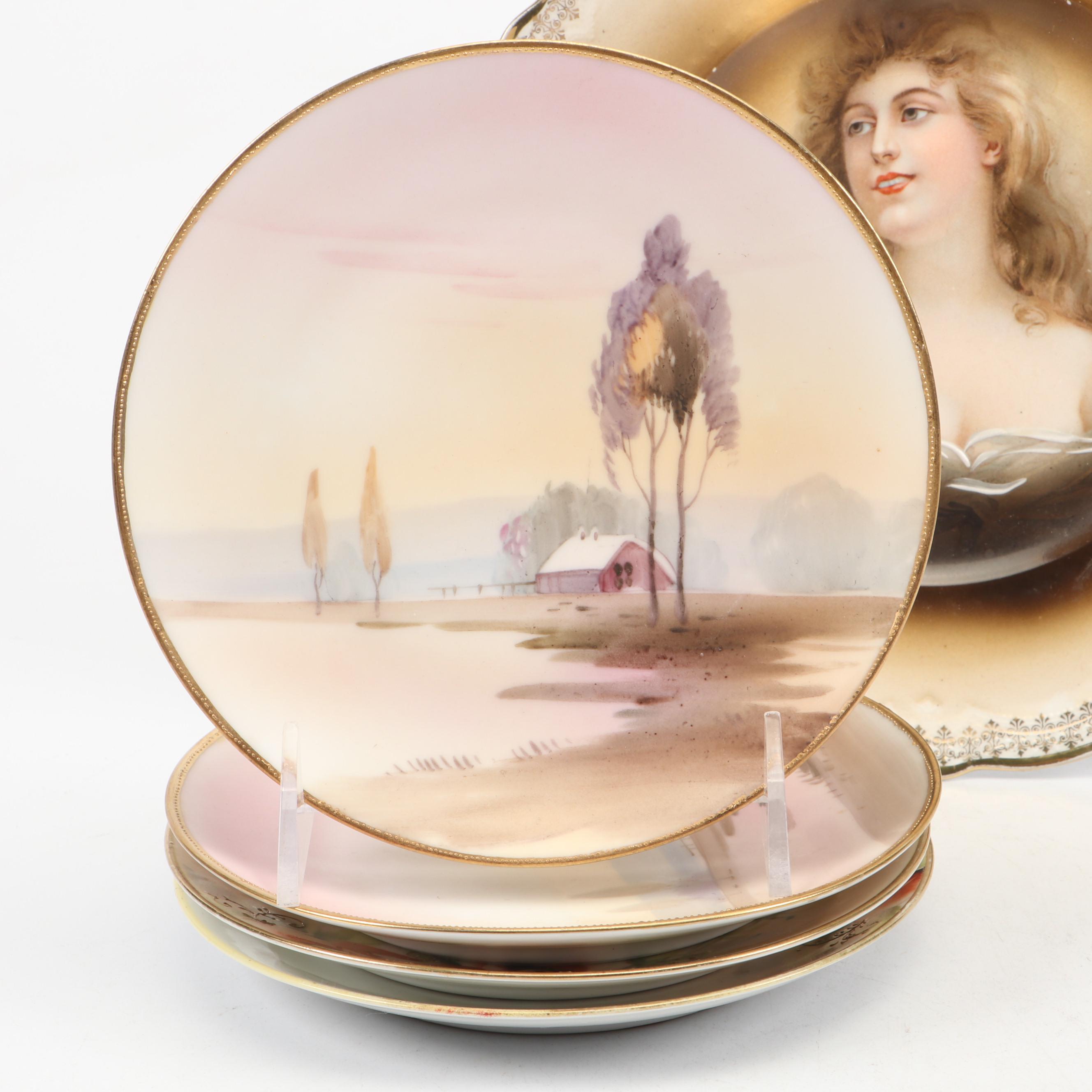 Morimura Brothers Porcelain Plates with Johnson Bros Ceramic Plate and More