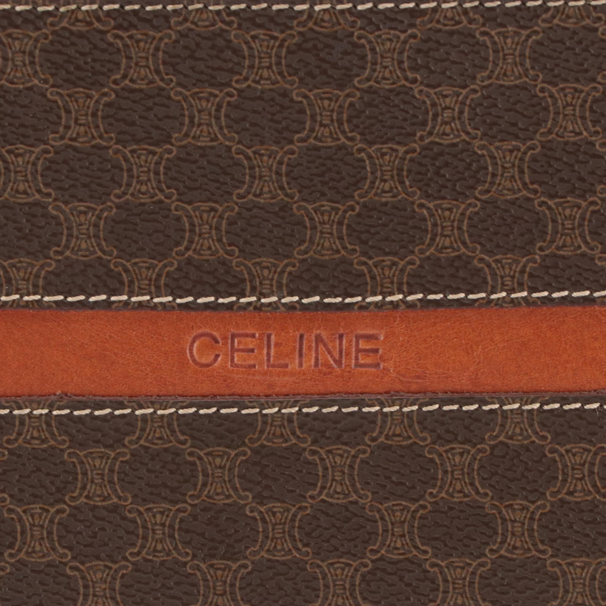 Celine Striped Tote in Macadam Canvas and Leather