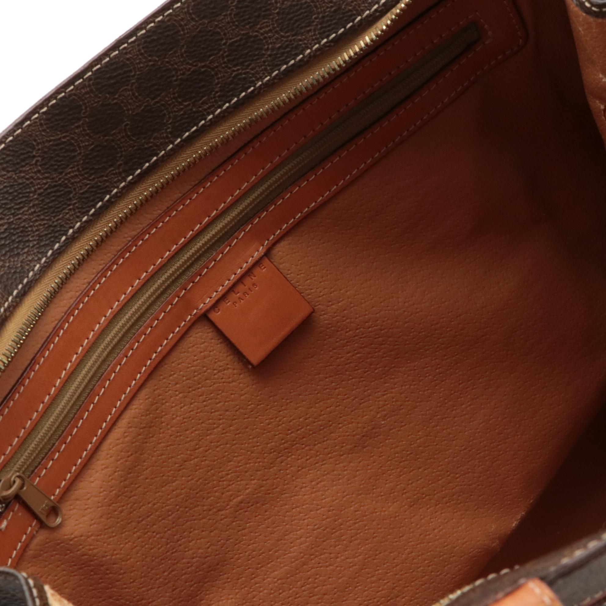 Celine Striped Tote in Macadam Canvas and Leather