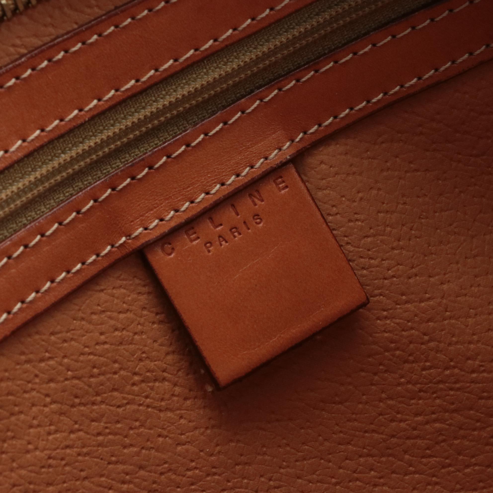 Celine Striped Tote in Macadam Canvas and Leather