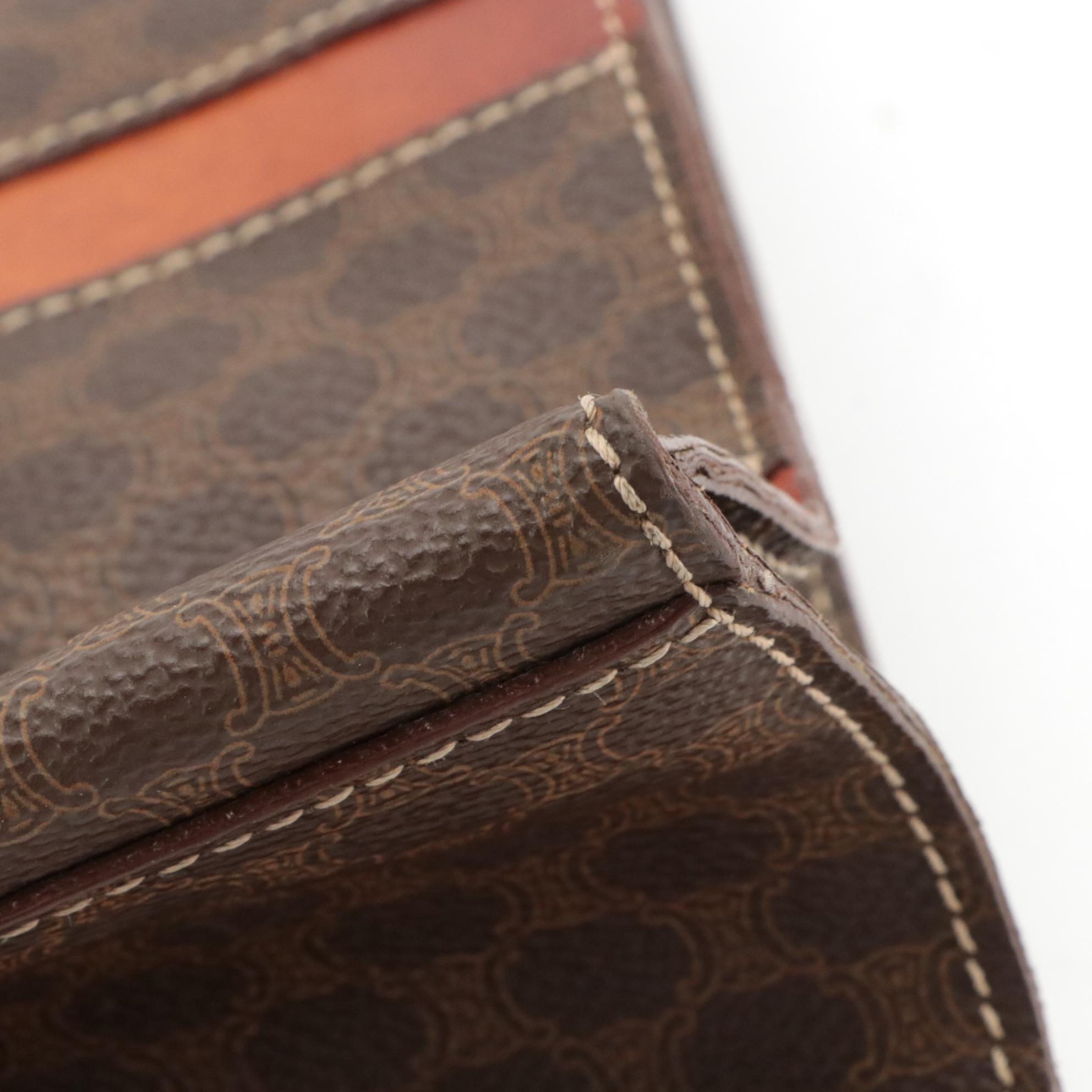 Celine Striped Tote in Macadam Canvas and Leather