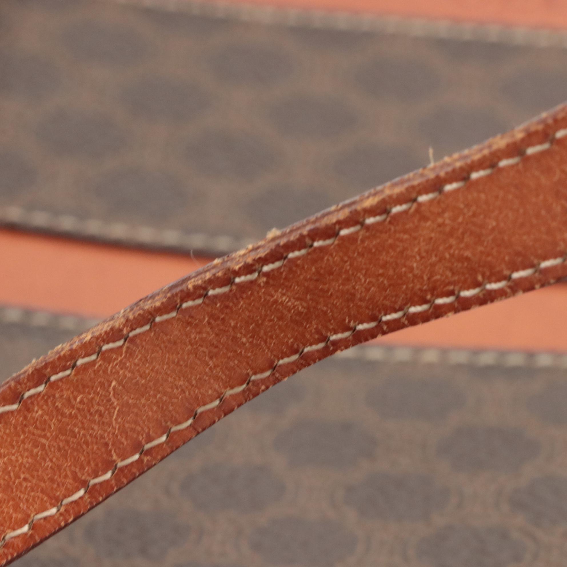 Celine Striped Tote in Macadam Canvas and Leather