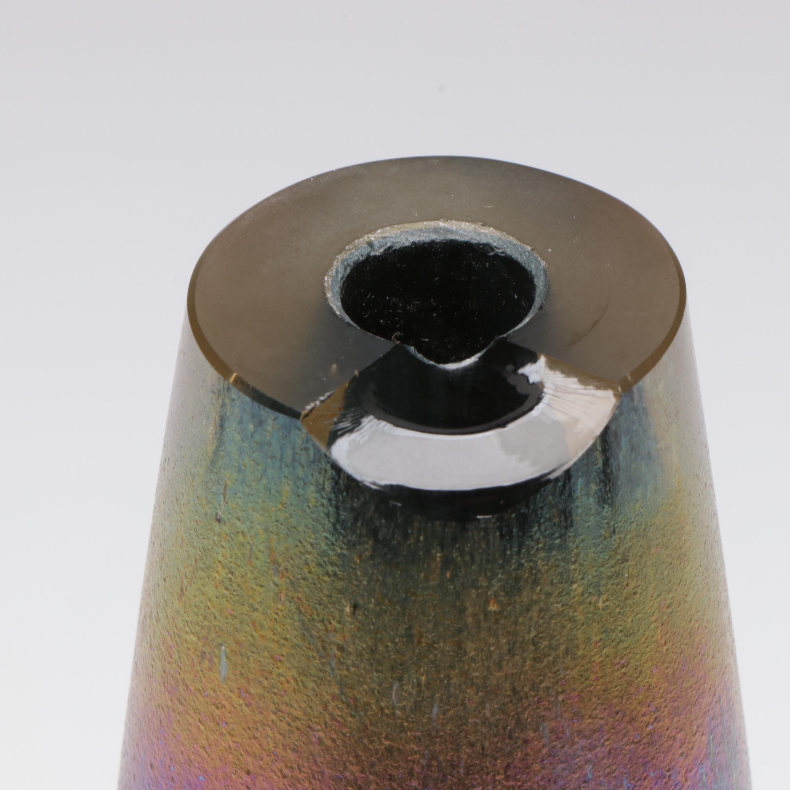 William Brioni Fellerman "Lautrec" Iridescent Sandcarved Goblets & Decanter,1992