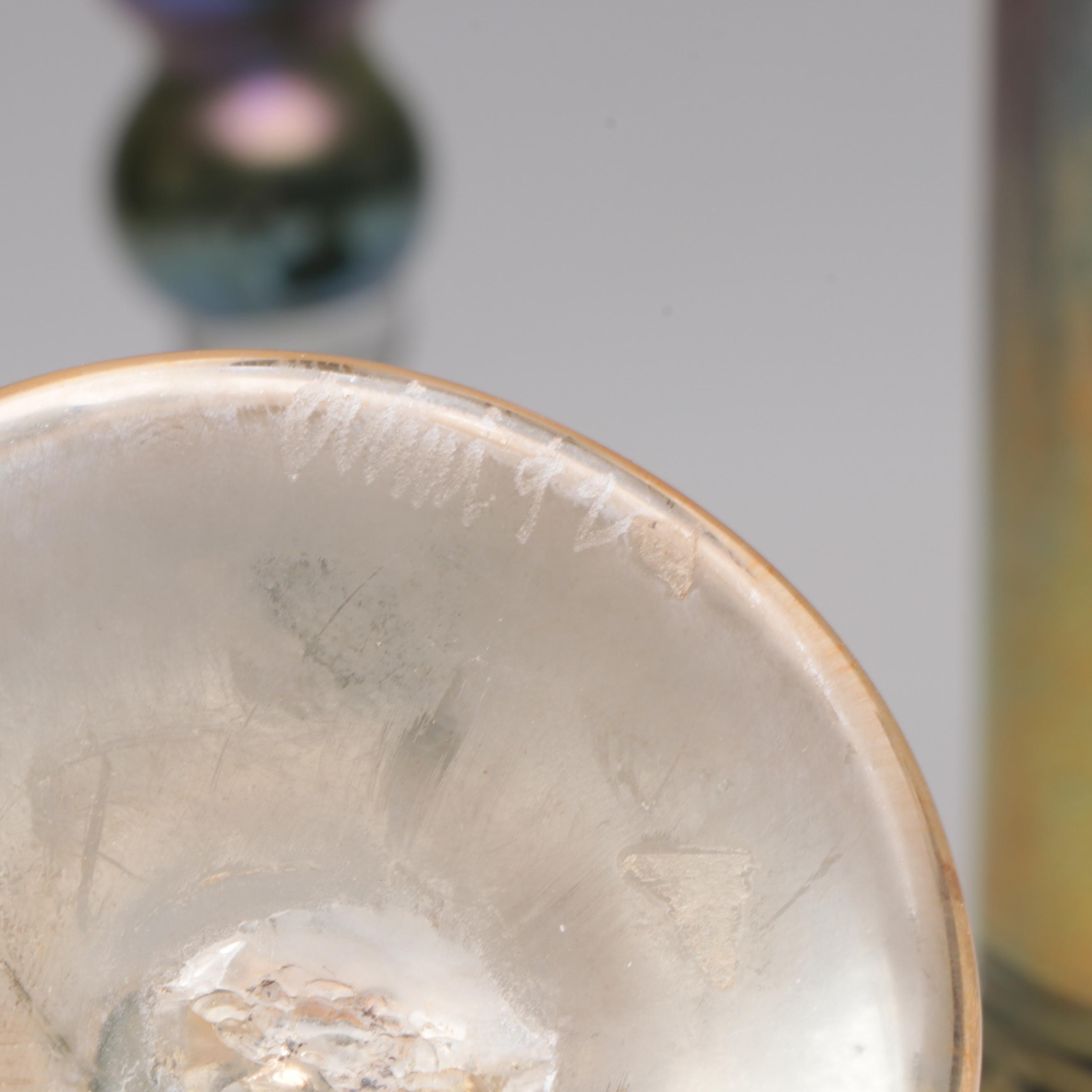 William Brioni Fellerman "Lautrec" Iridescent Sandcarved Goblets & Decanter,1992