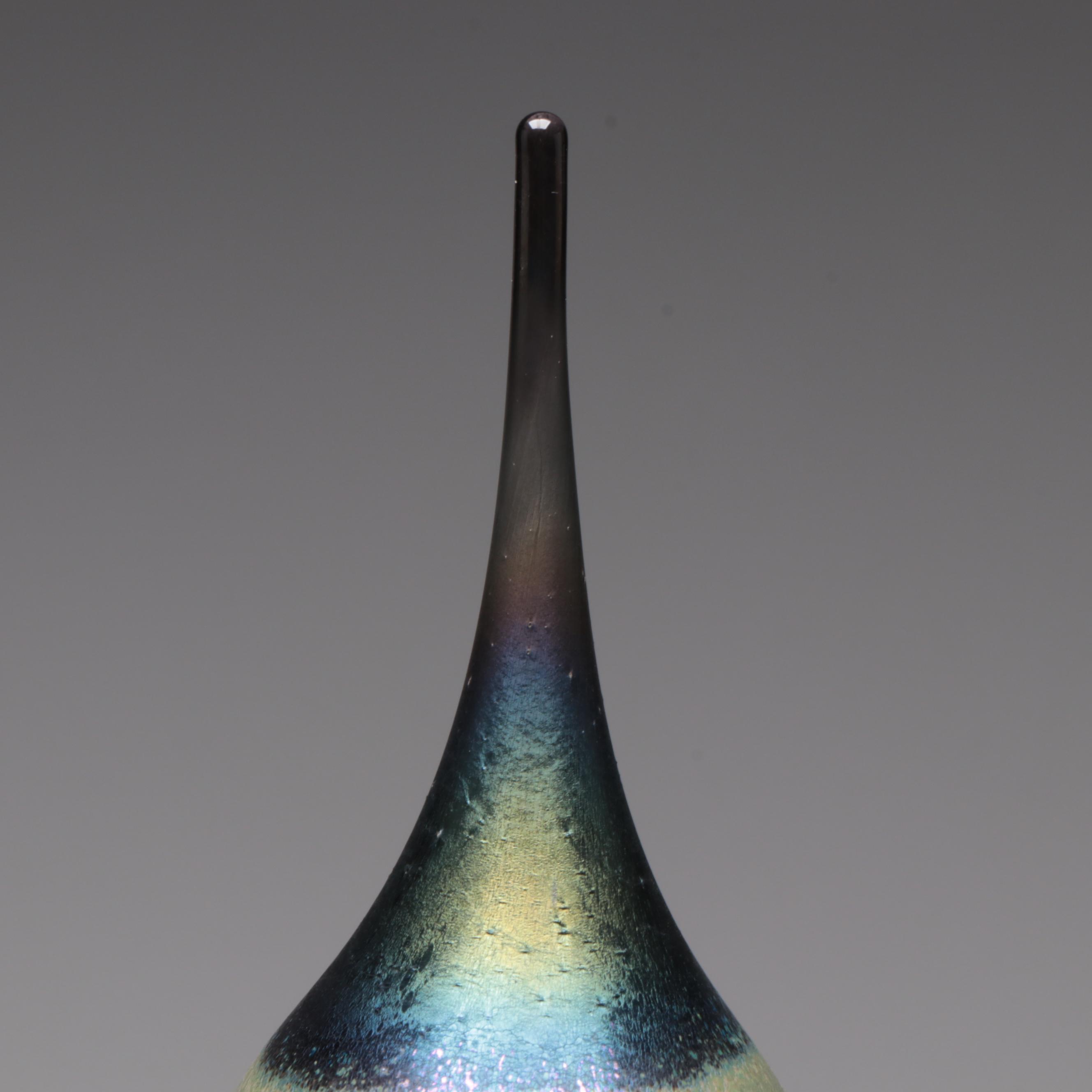 William Brioni Fellerman "Lautrec" Iridescent Sandcarved Goblets & Decanter,1992