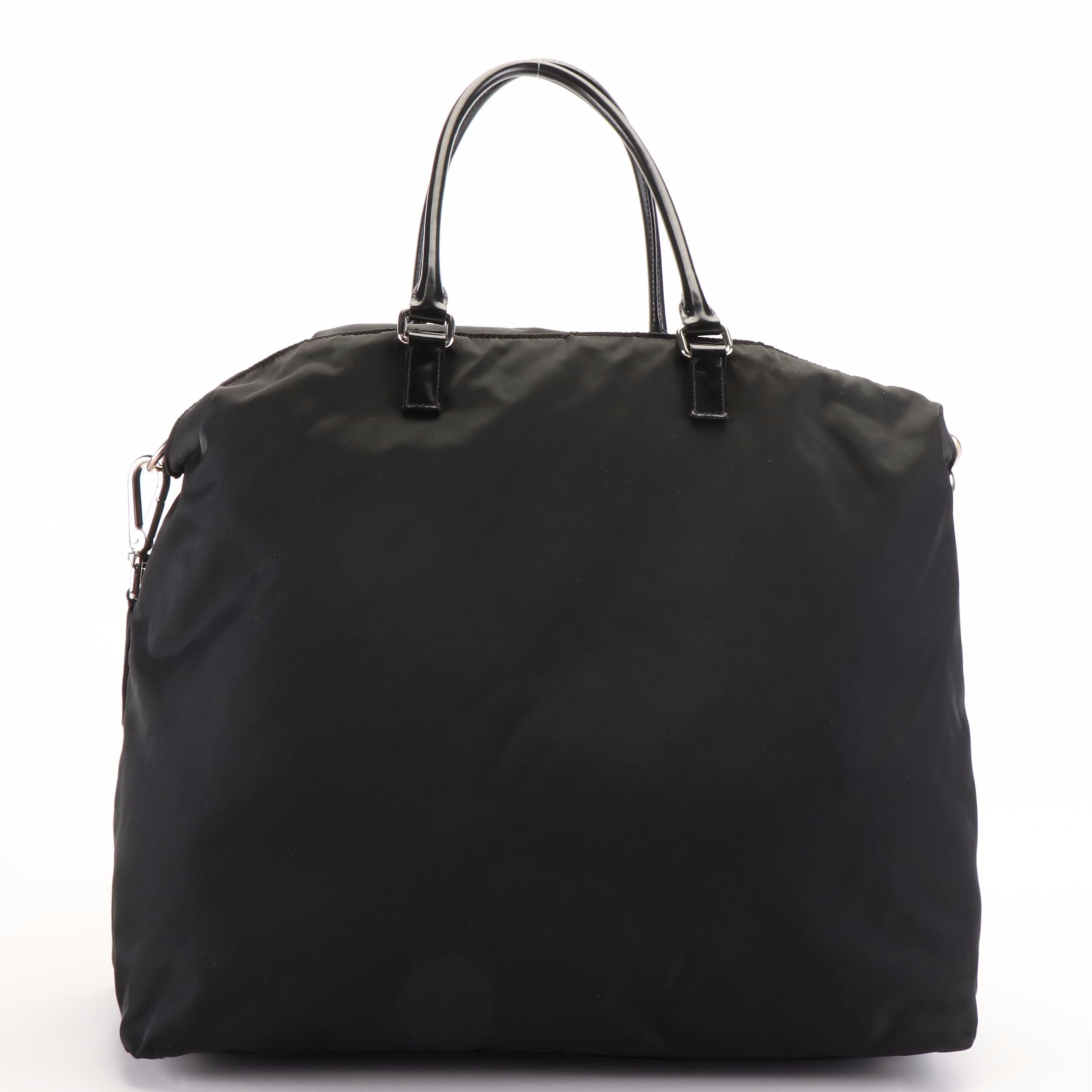 Prada Canapa Logo Shoulder Tote in Black Tessuto Nylon