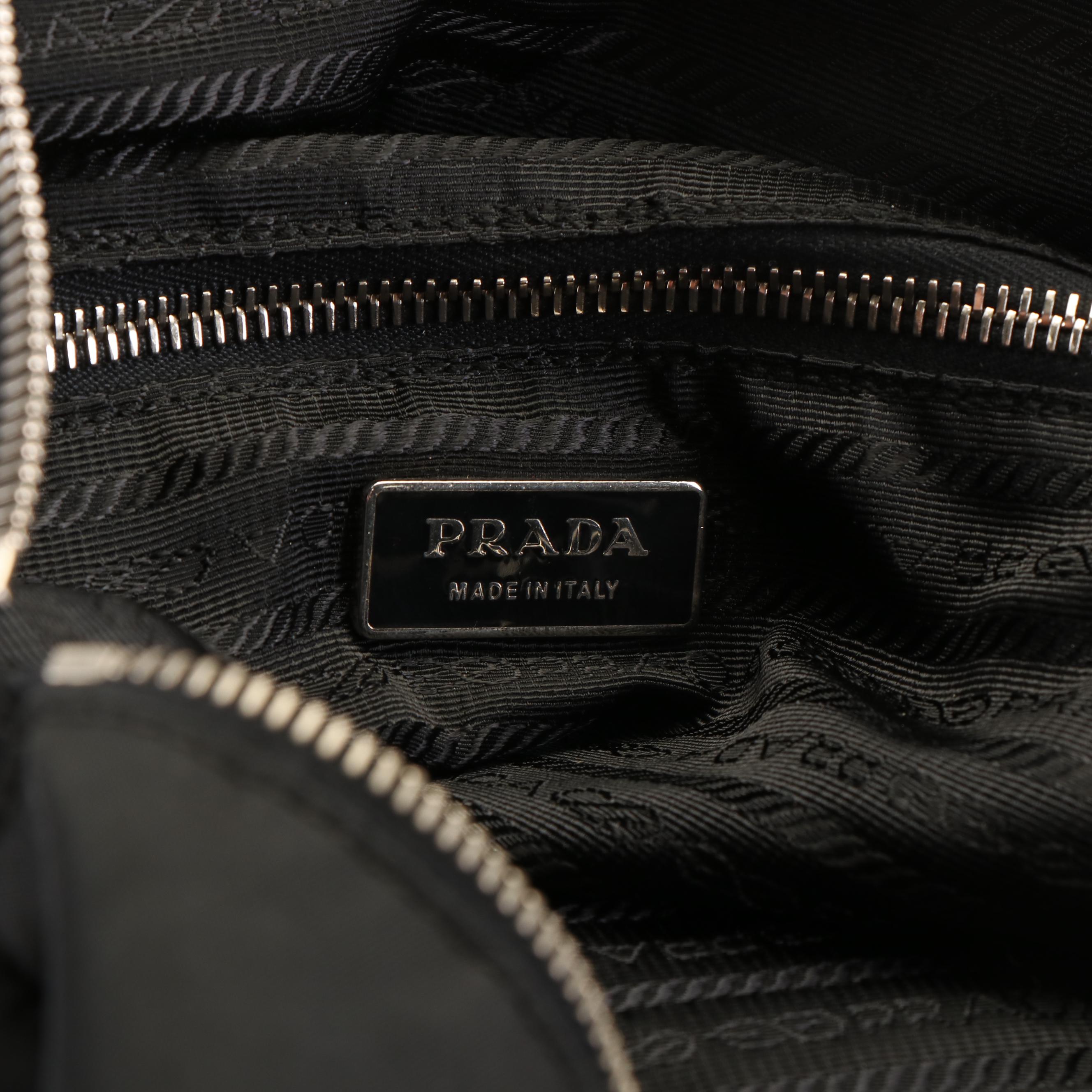 Prada Canapa Logo Shoulder Tote in Black Tessuto Nylon