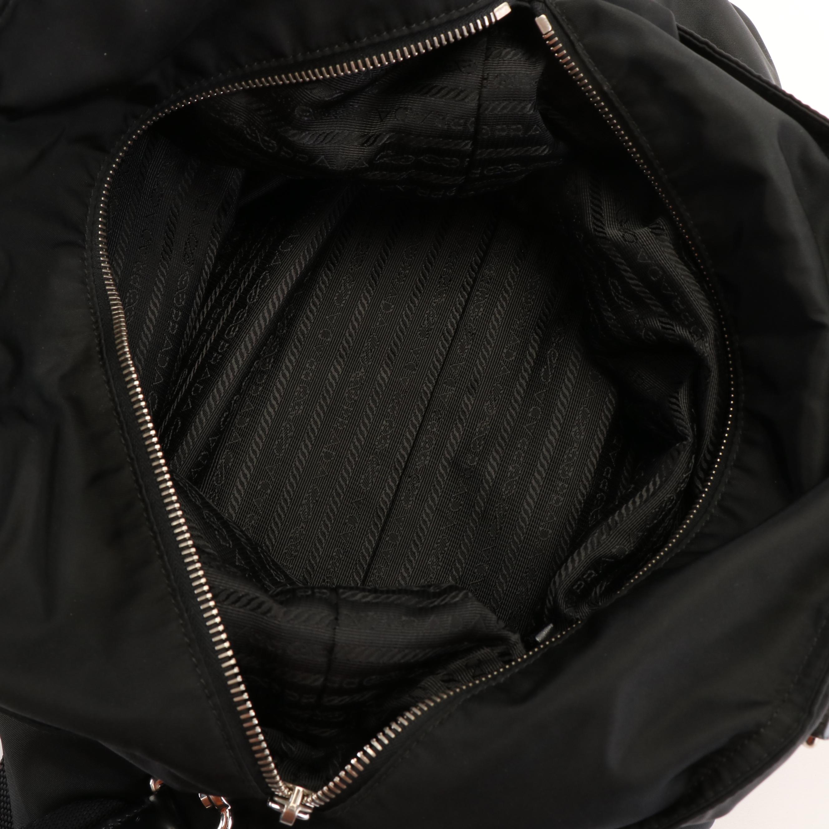 Prada Canapa Logo Shoulder Tote in Black Tessuto Nylon