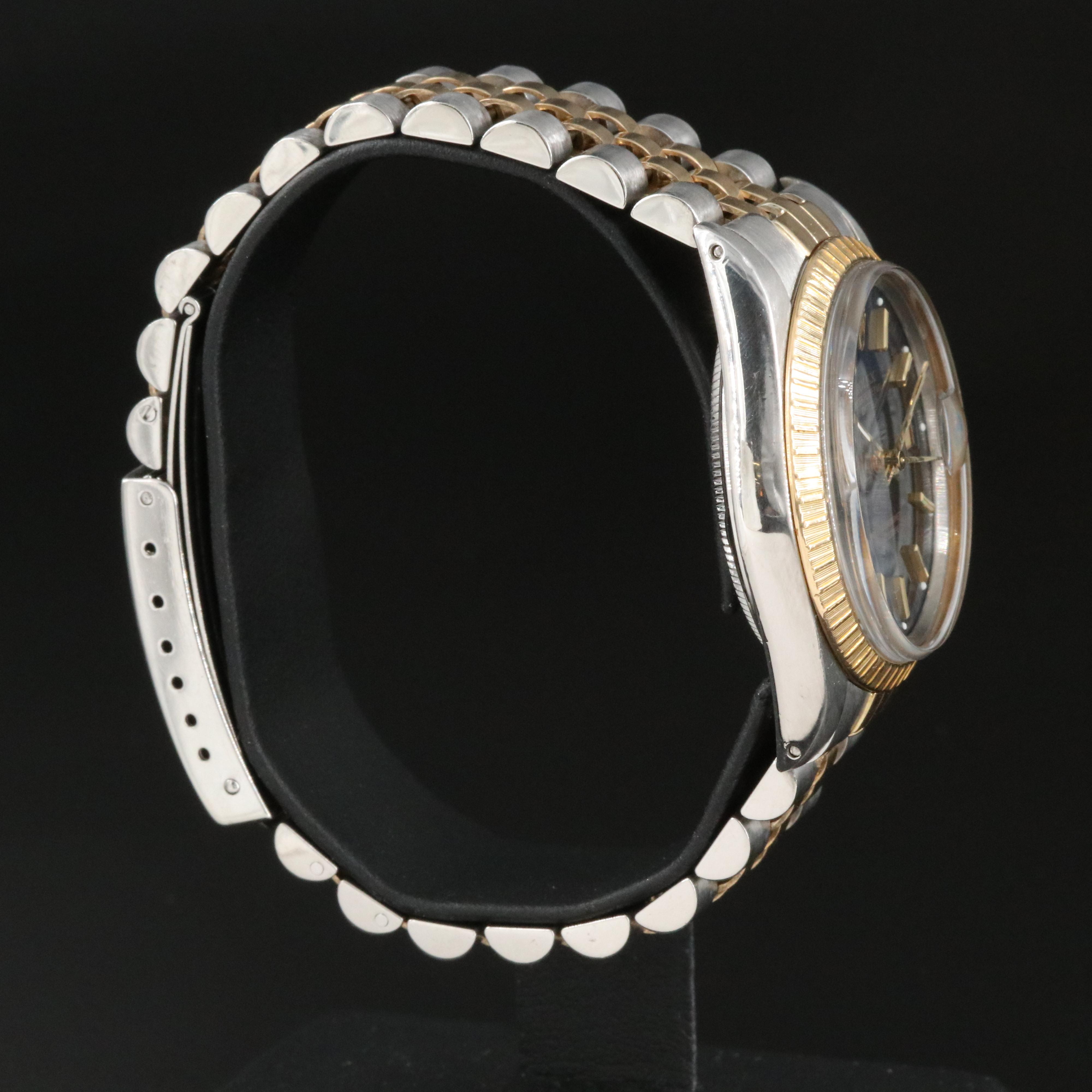 1987 Rolex Oyster Perpetual Engine Turned Bezel Date Watch