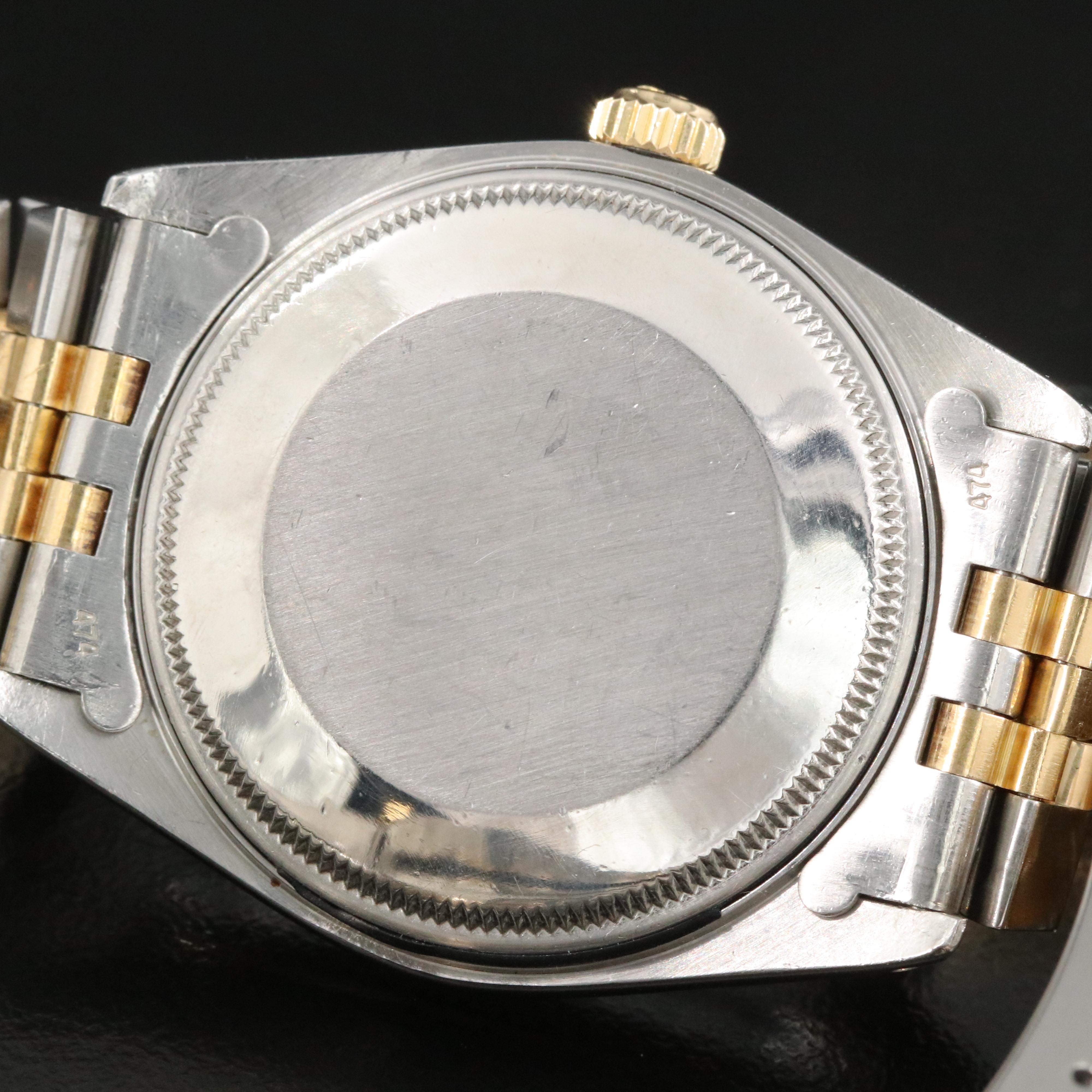 1987 Rolex Oyster Perpetual Engine Turned Bezel Date Watch
