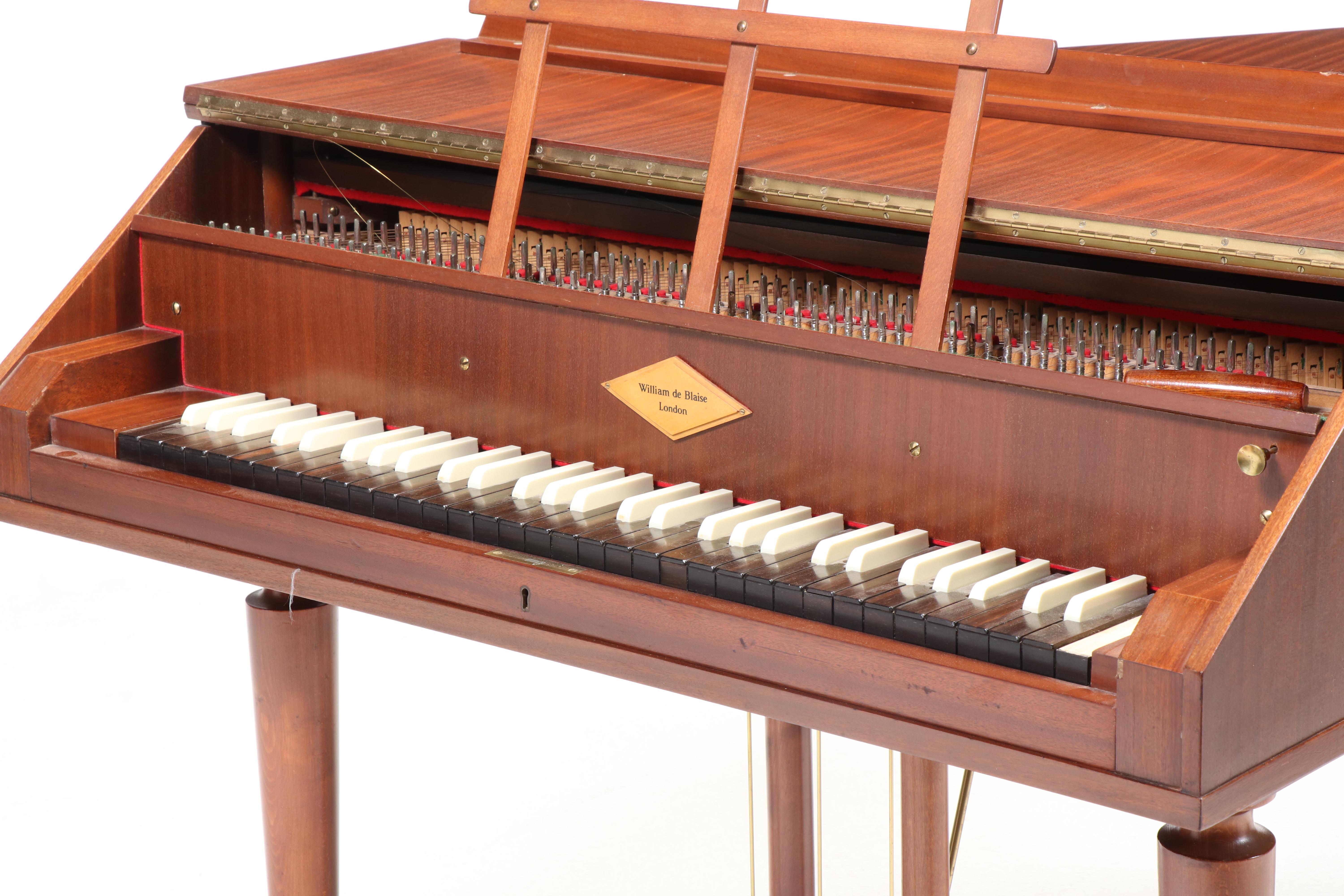 William de Blais Walnut Harpsichord, 20th Century