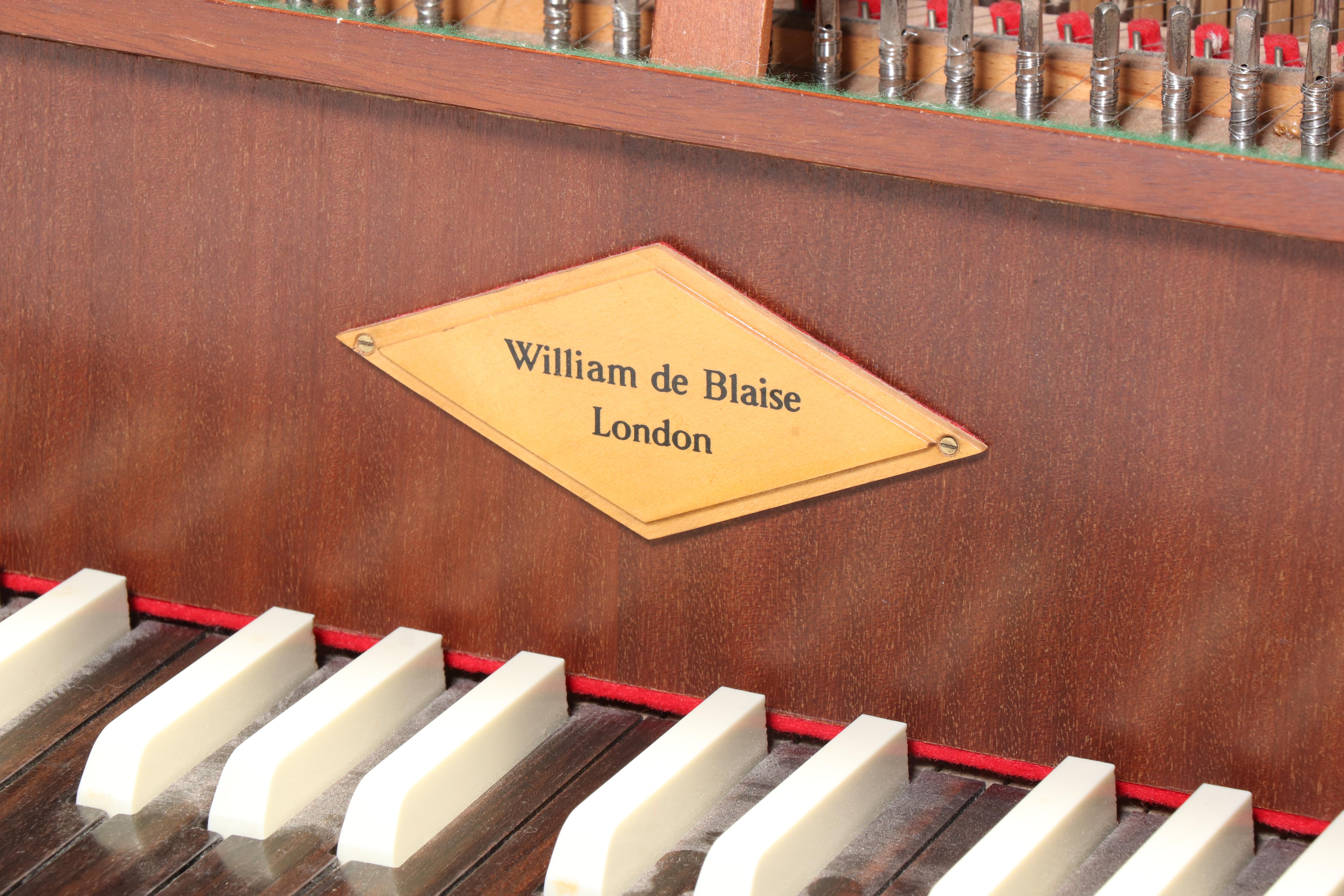 William de Blais Walnut Harpsichord, 20th Century