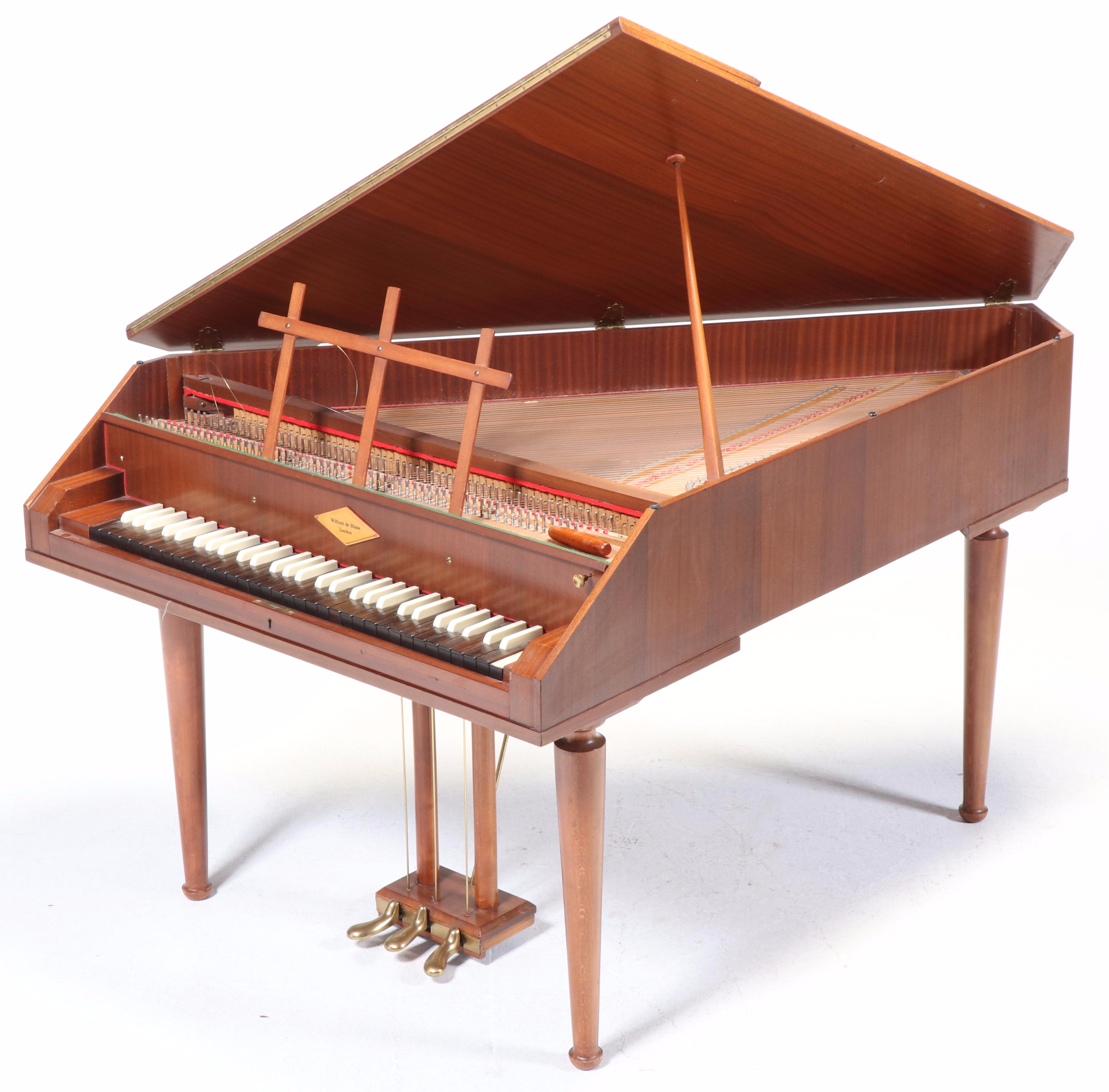 William de Blais Walnut Harpsichord, 20th Century