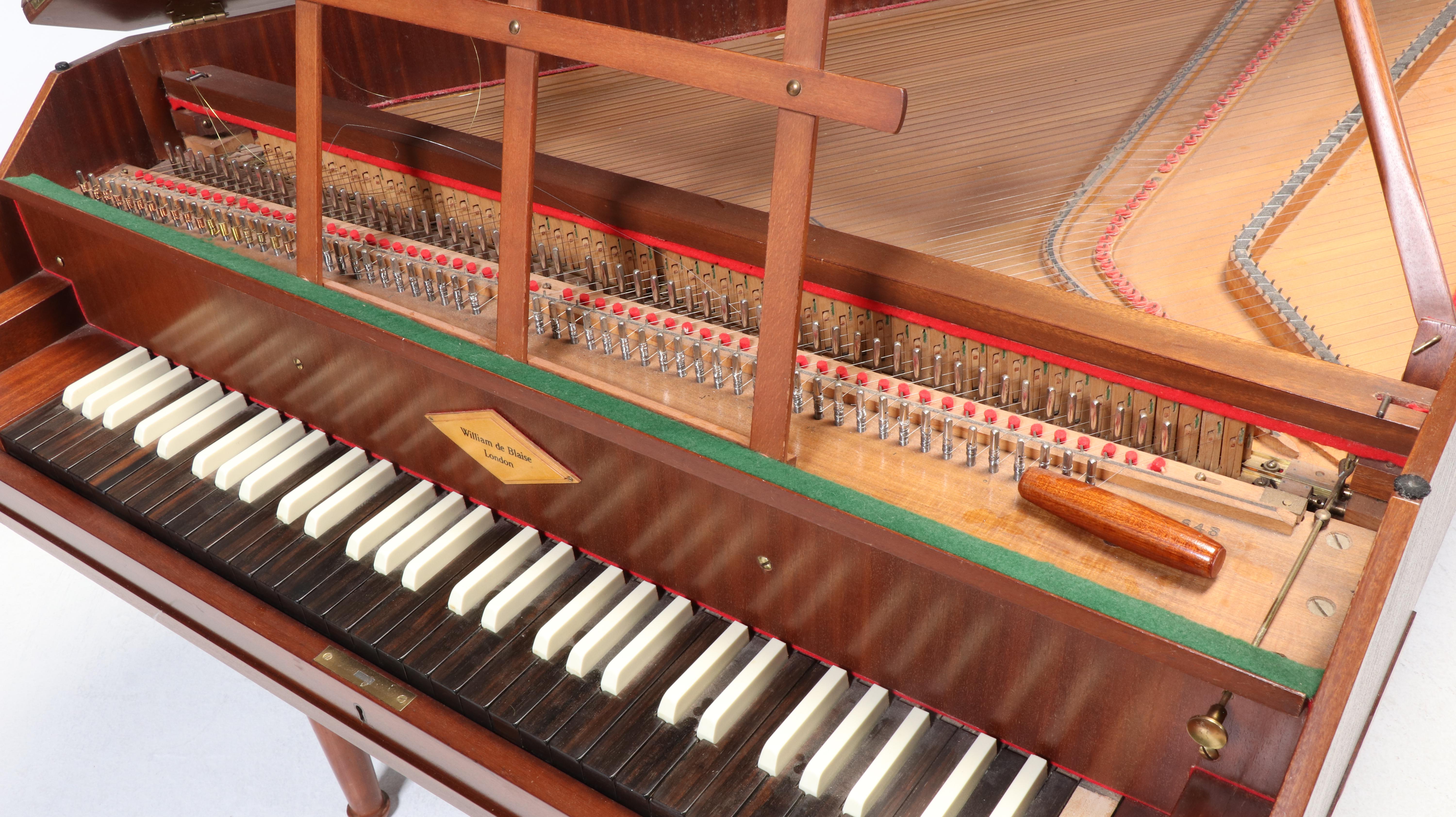 William de Blais Walnut Harpsichord, 20th Century