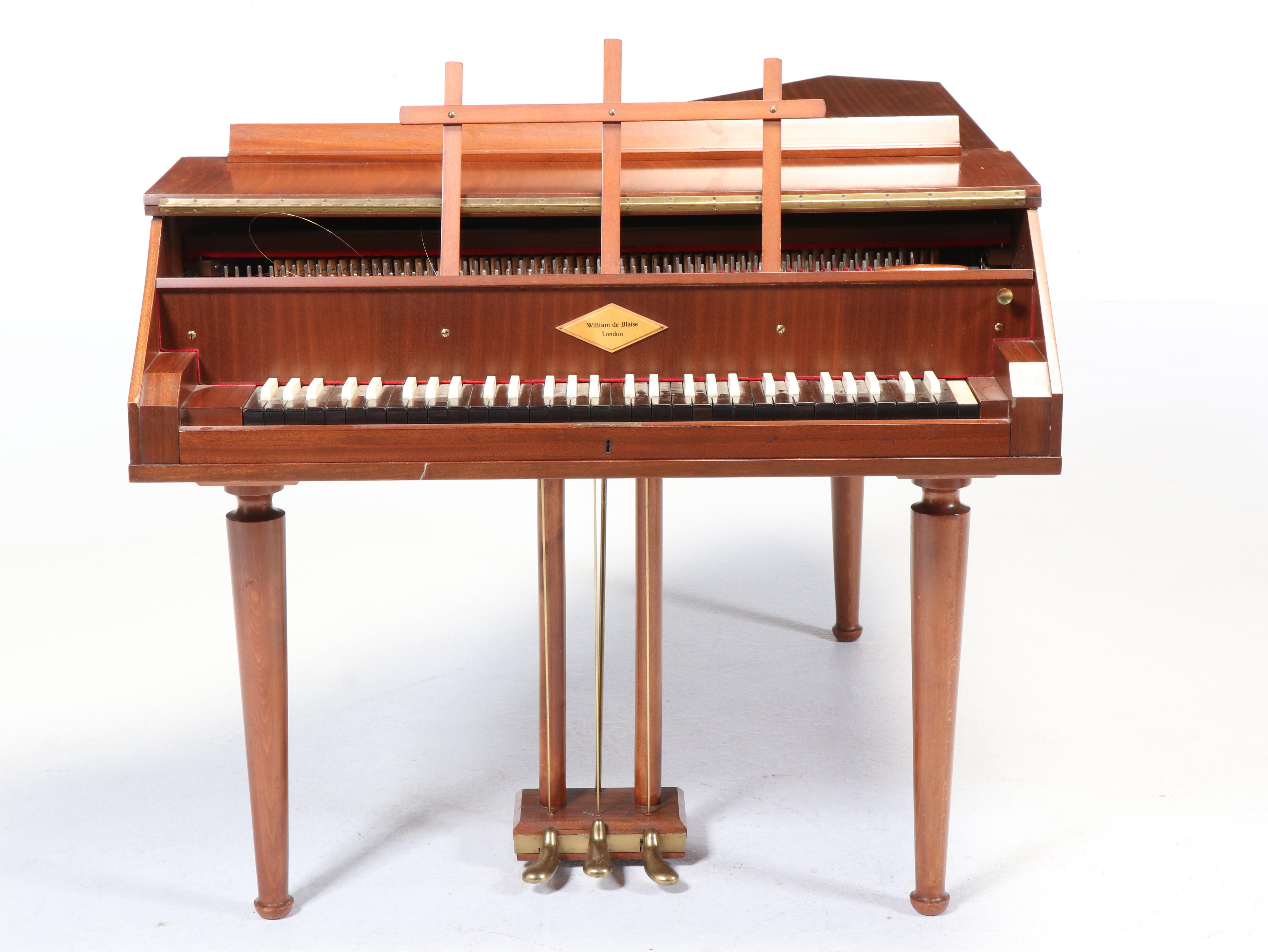 William de Blais Walnut Harpsichord, 20th Century