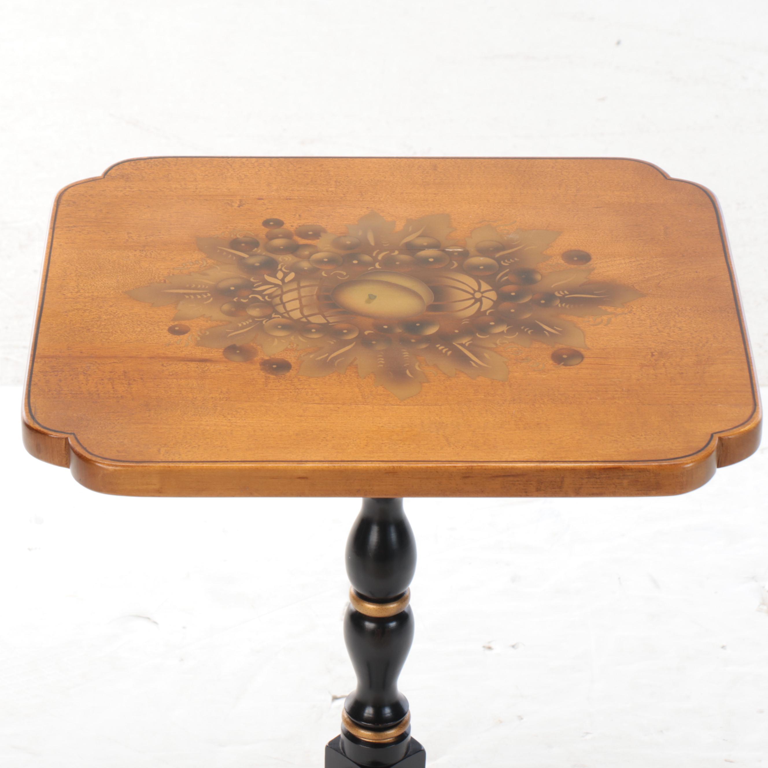 Hitchcock Painted Maple Candlestick Side Table, Mid to Late 20th C.