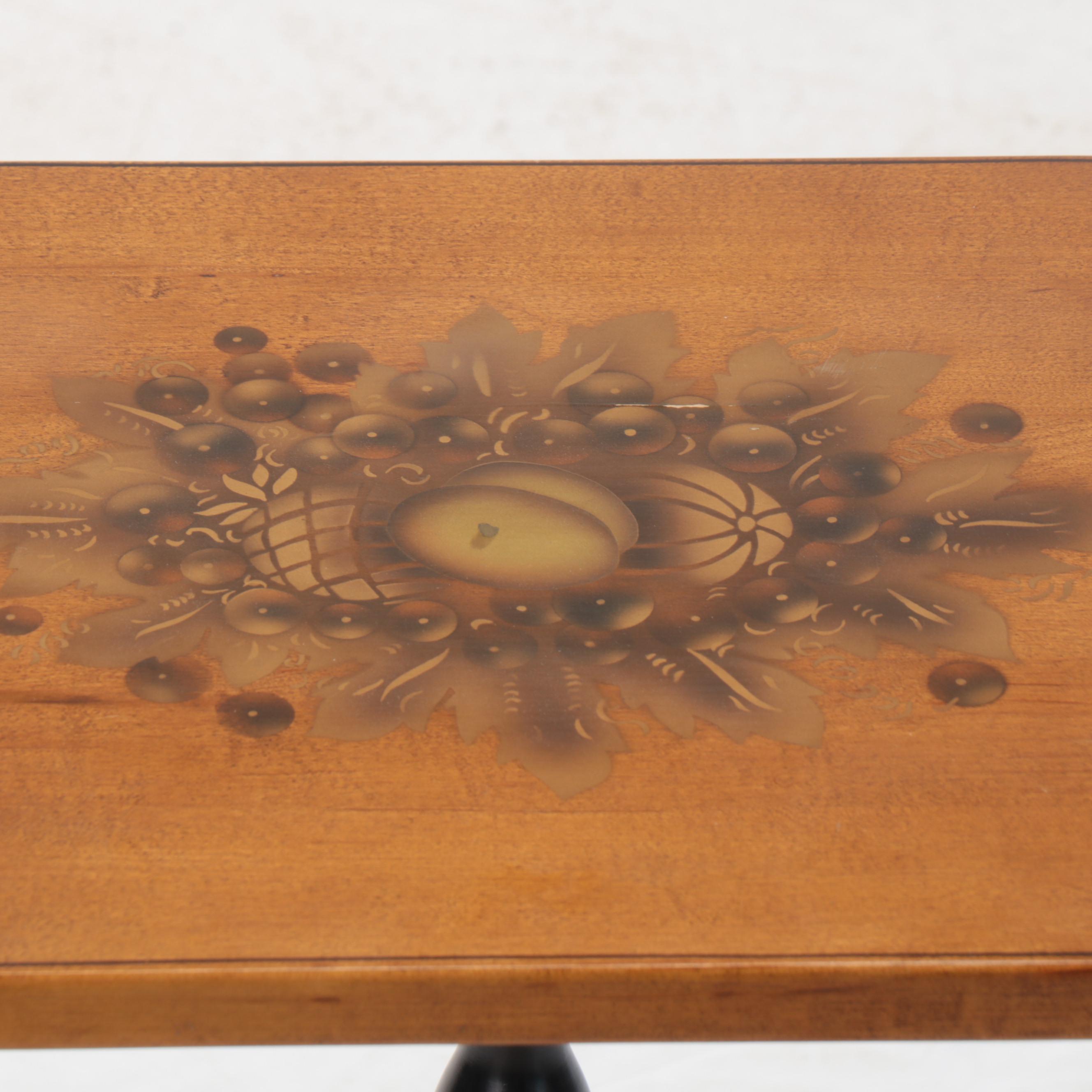 Hitchcock Painted Maple Candlestick Side Table, Mid to Late 20th C.