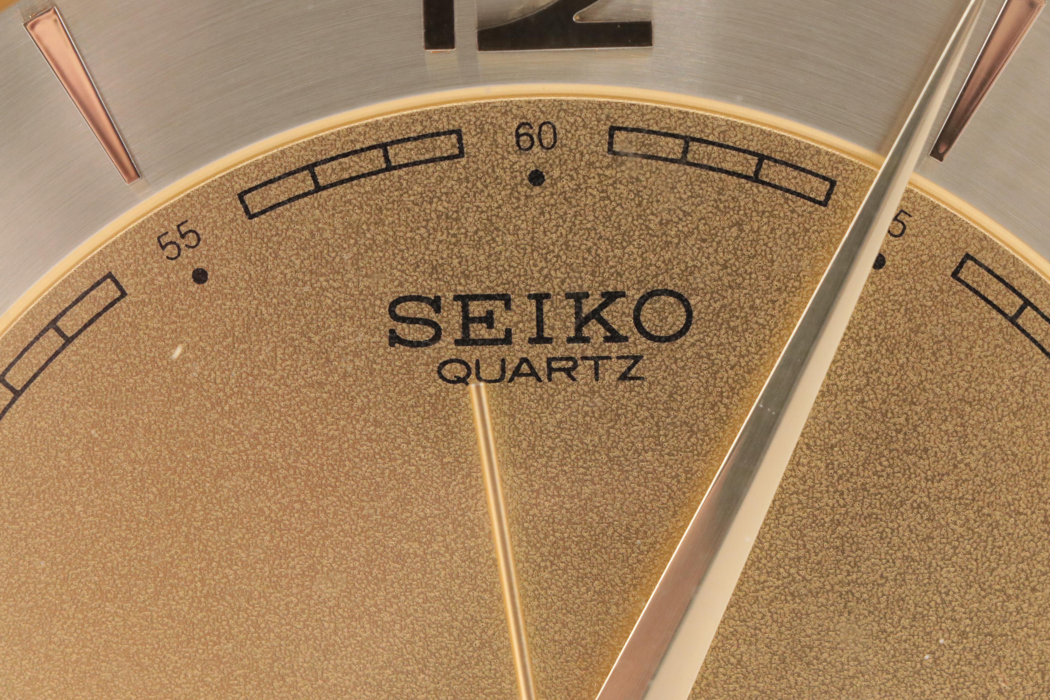 Seiko Brass and Gold Moon Phase Quartz Desk Clock