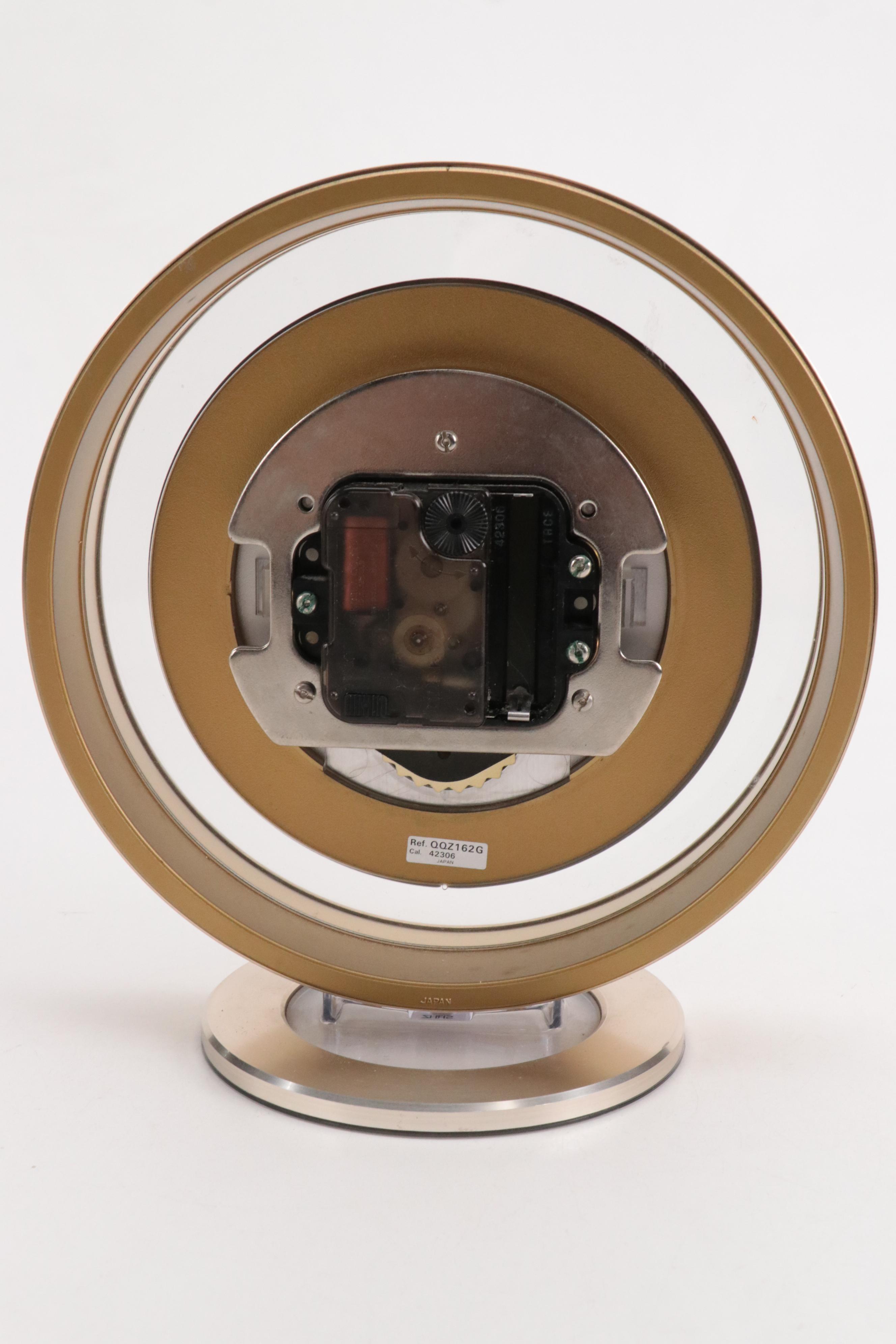 Seiko Brass and Gold Moon Phase Quartz Desk Clock