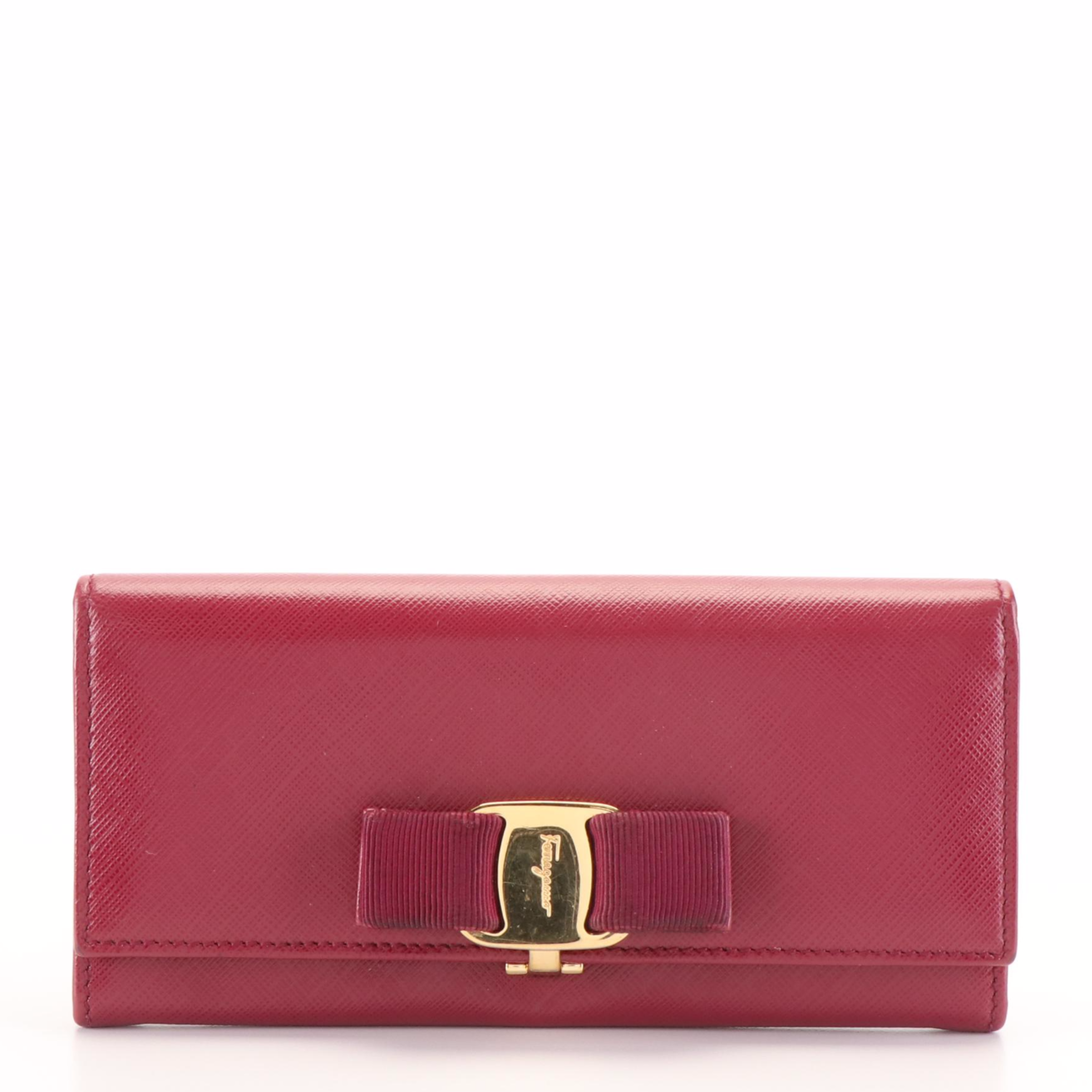 Salvatore Ferragamo Vara Bow Red Leather Continental Wallet