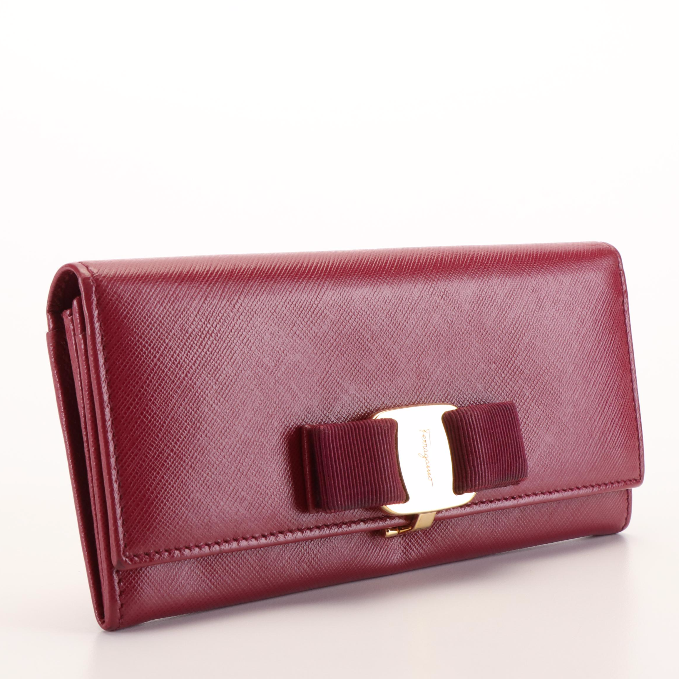 Salvatore Ferragamo Vara Bow Red Leather Continental Wallet