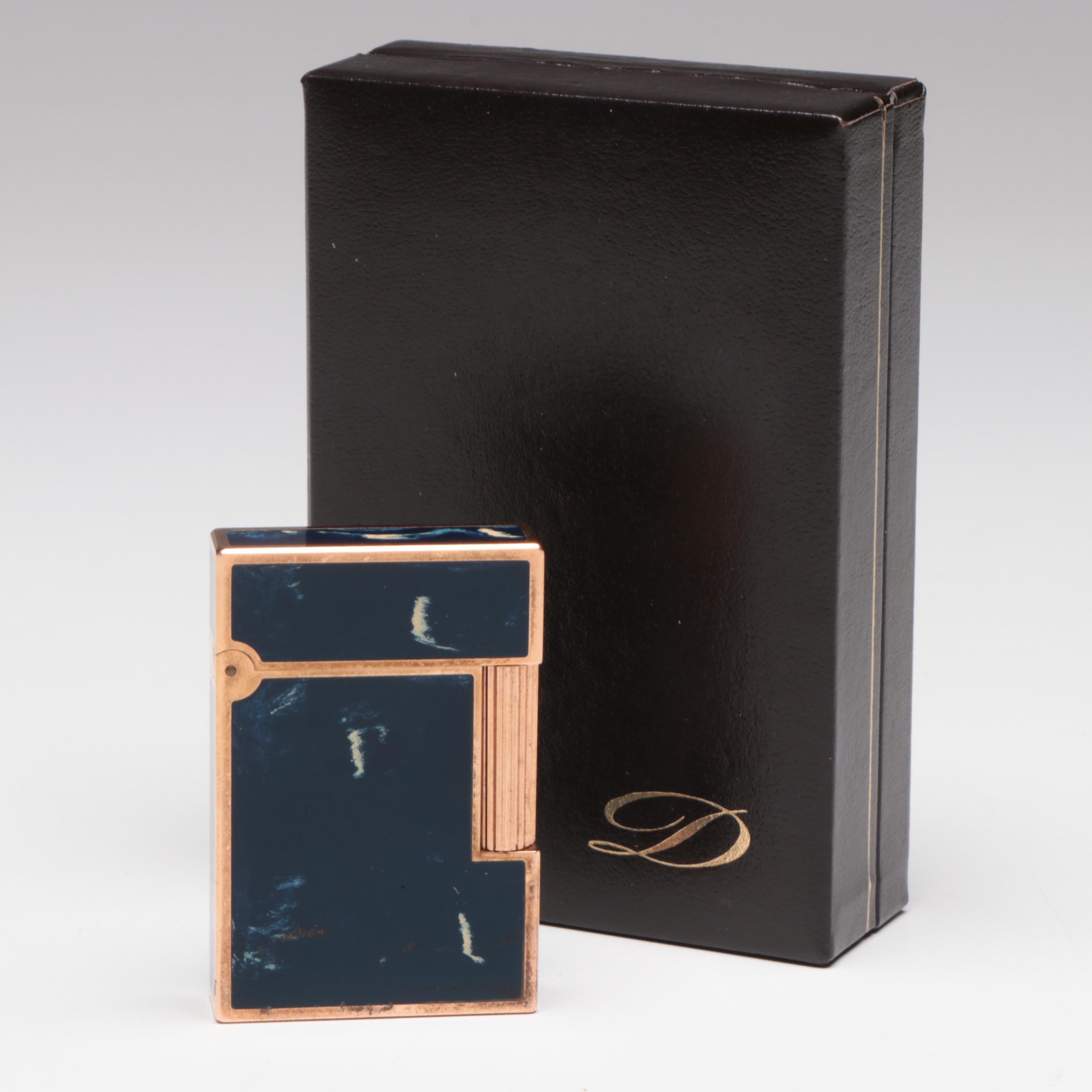 S. T. Dupont "Blue Ocean" Laque de Chine Lighter with Case