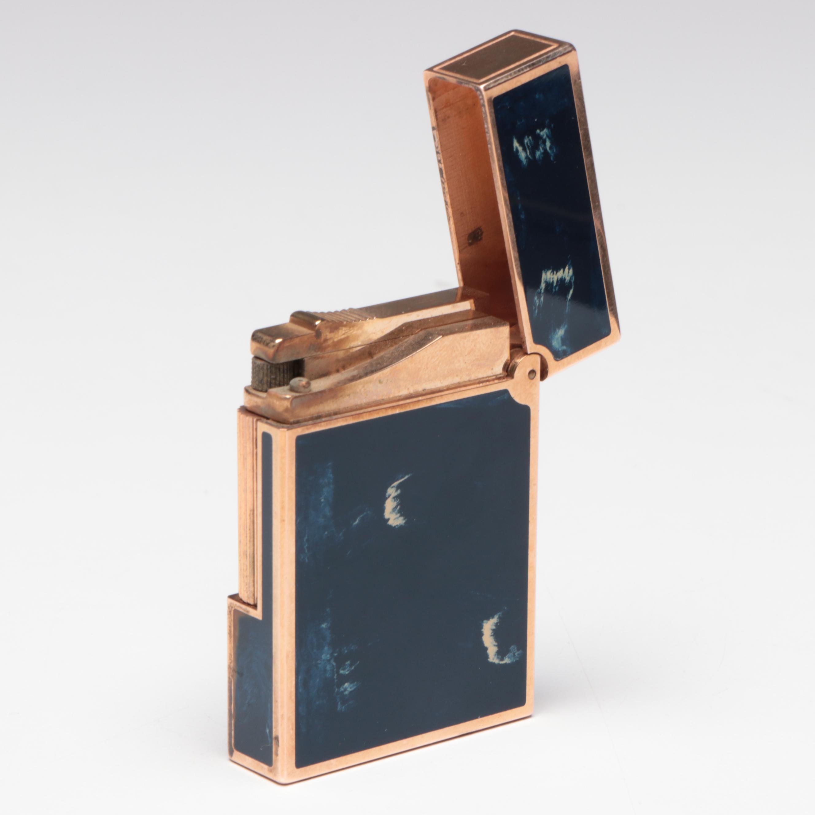S. T. Dupont "Blue Ocean" Laque de Chine Lighter with Case