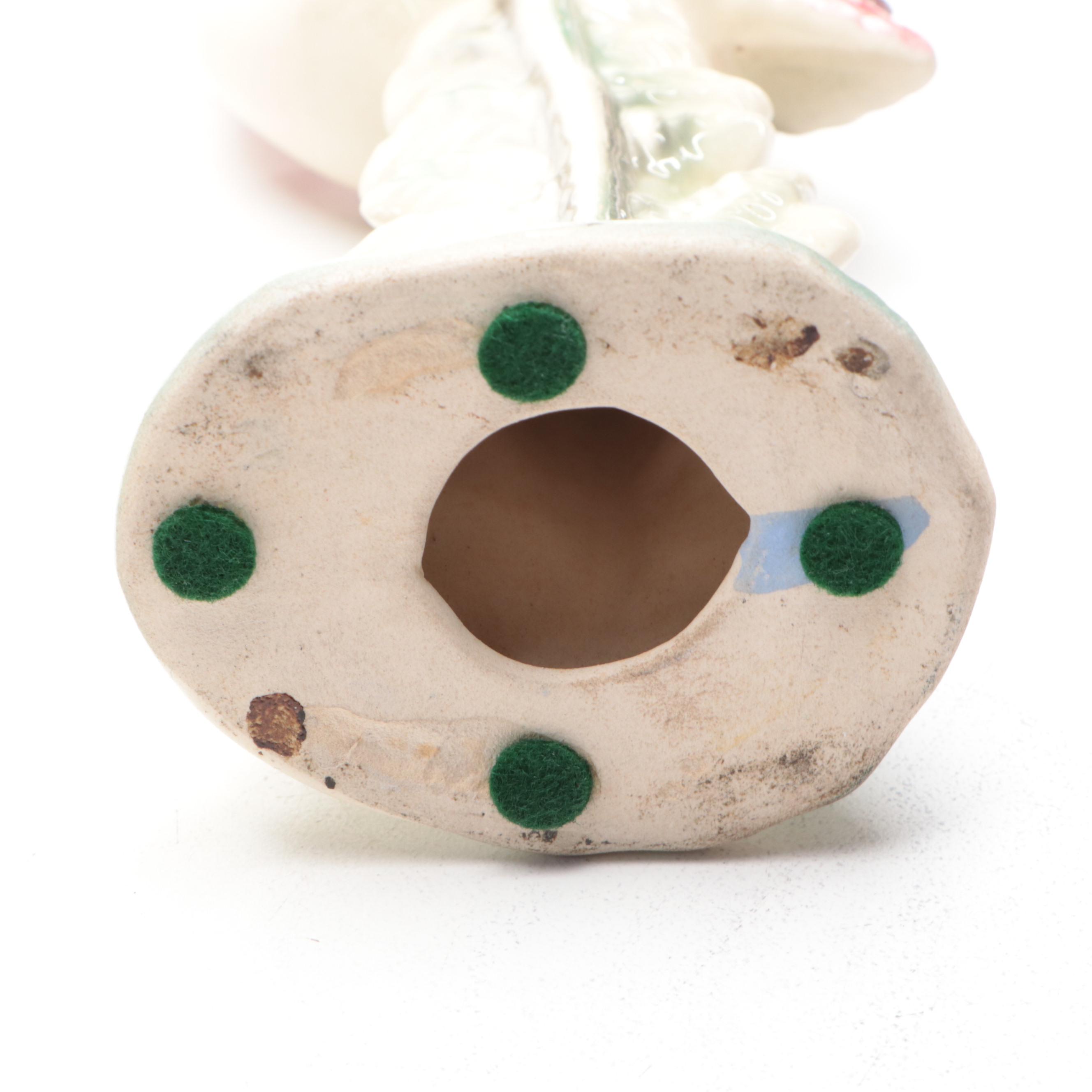 Napco and Other Mid Century Modern Ceramic Flamingo Figurines with Glass Plate