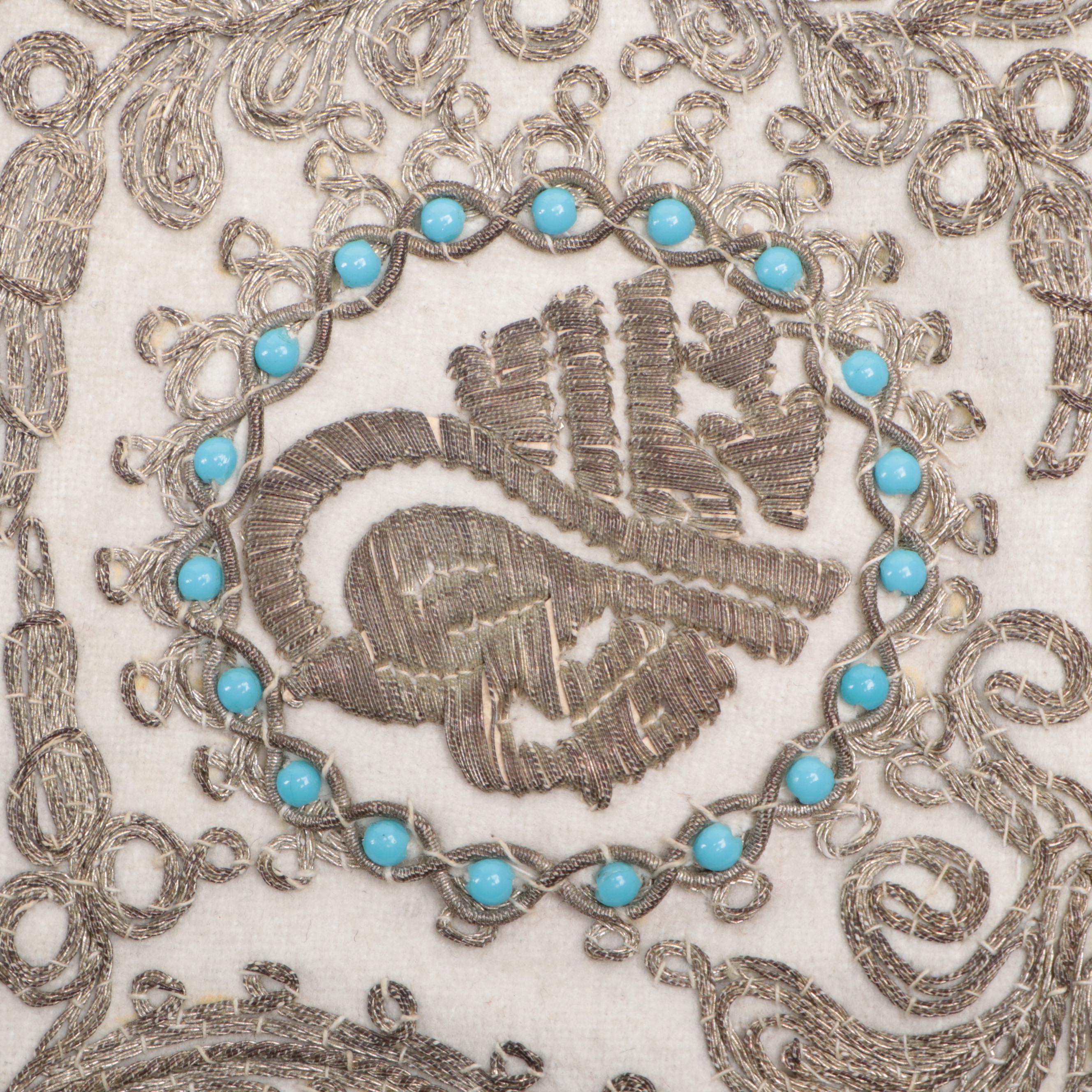 Ottoman Empire Drawstring Purse with Metallic Embroidery