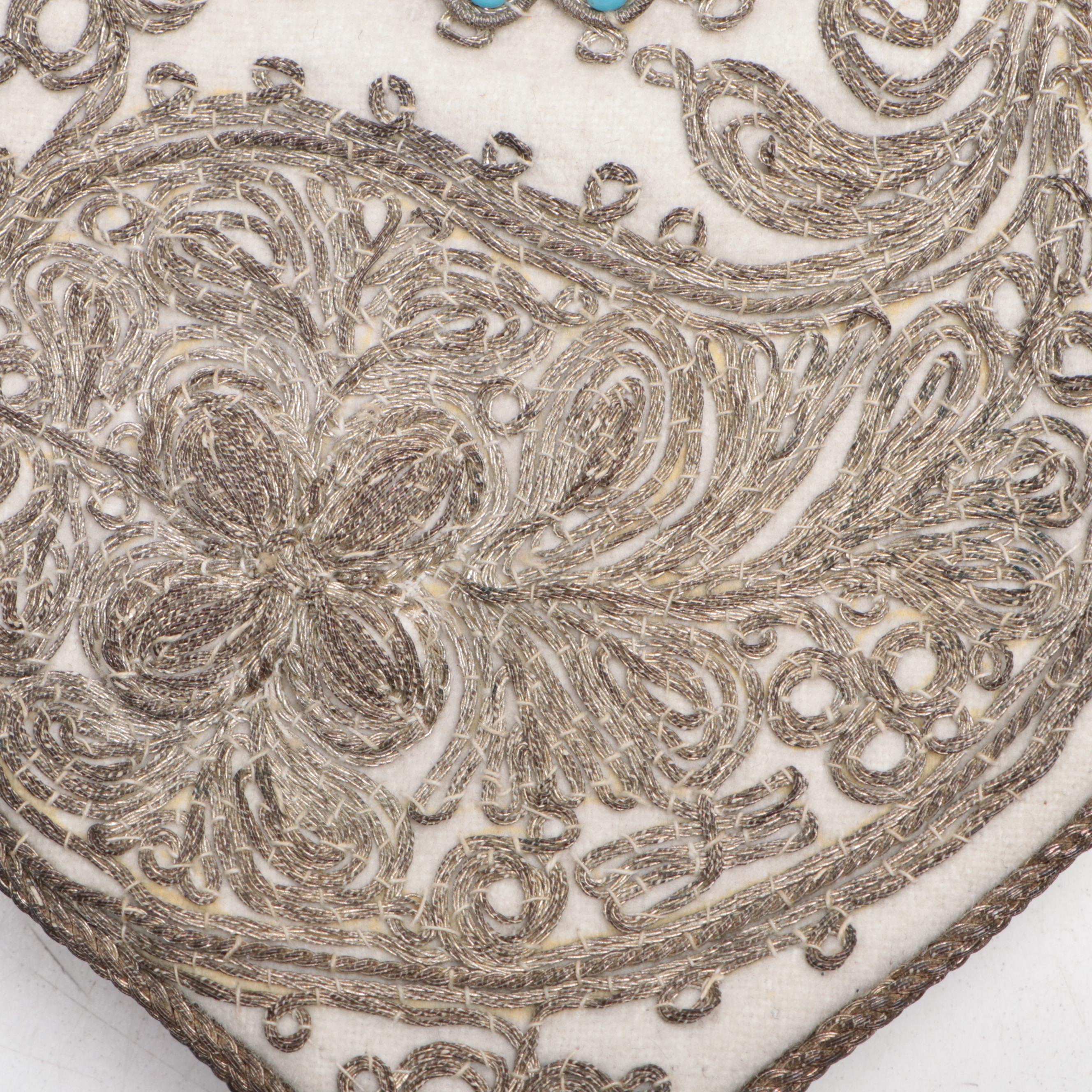 Ottoman Empire Drawstring Purse with Metallic Embroidery