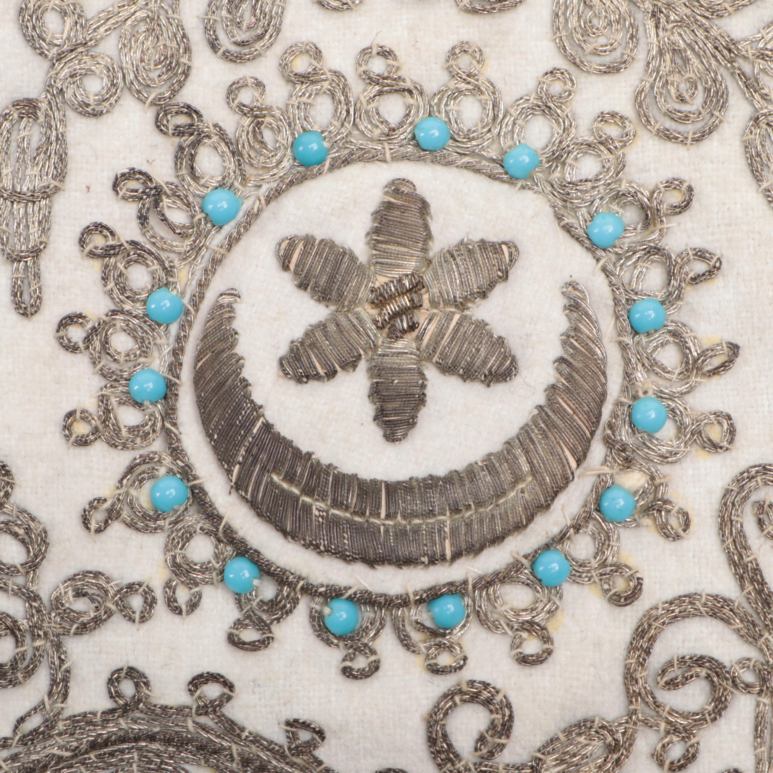 Ottoman Empire Drawstring Purse with Metallic Embroidery