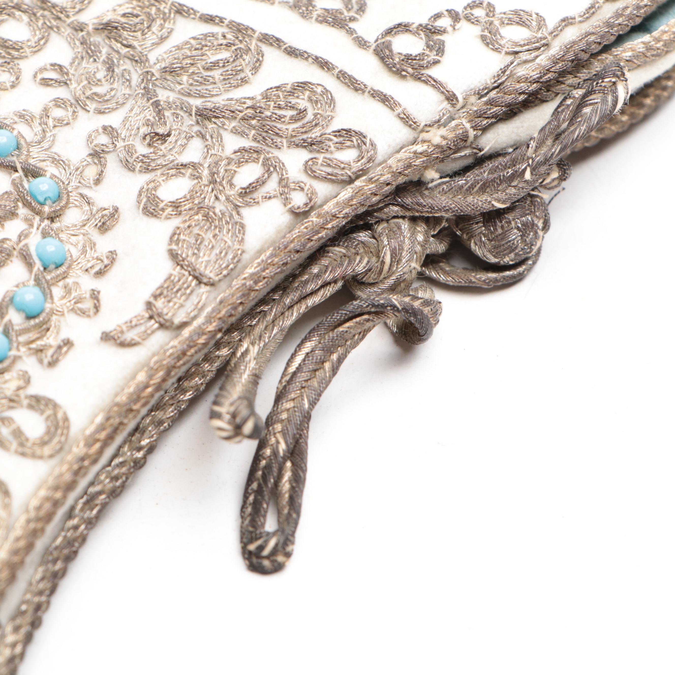 Ottoman Empire Drawstring Purse with Metallic Embroidery