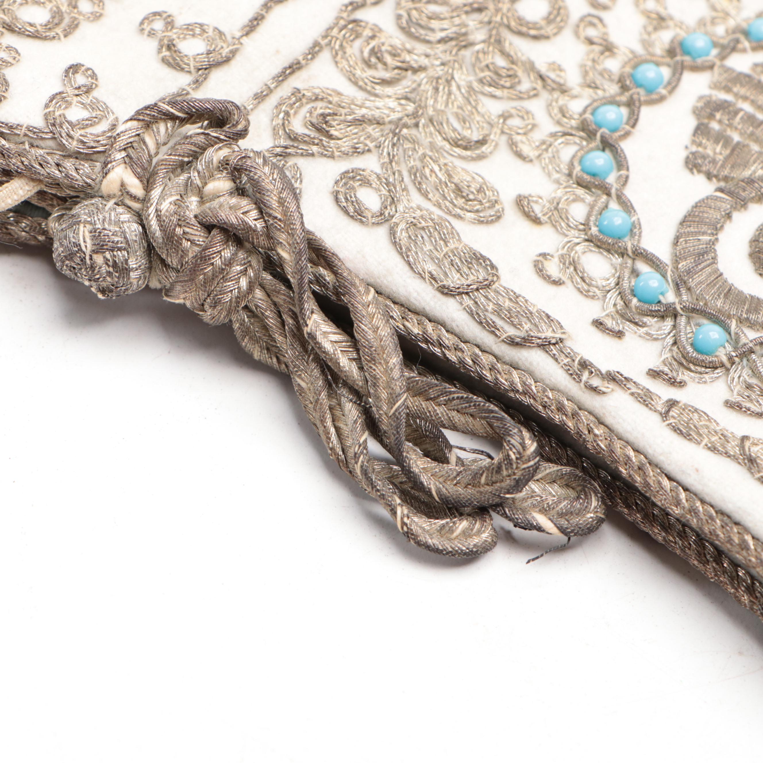 Ottoman Empire Drawstring Purse with Metallic Embroidery